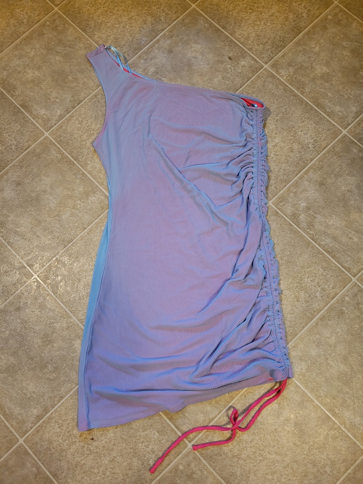 Fashion Nova “Ruched Lace Up” Blue/Combo Mini Dress Women Size 1X