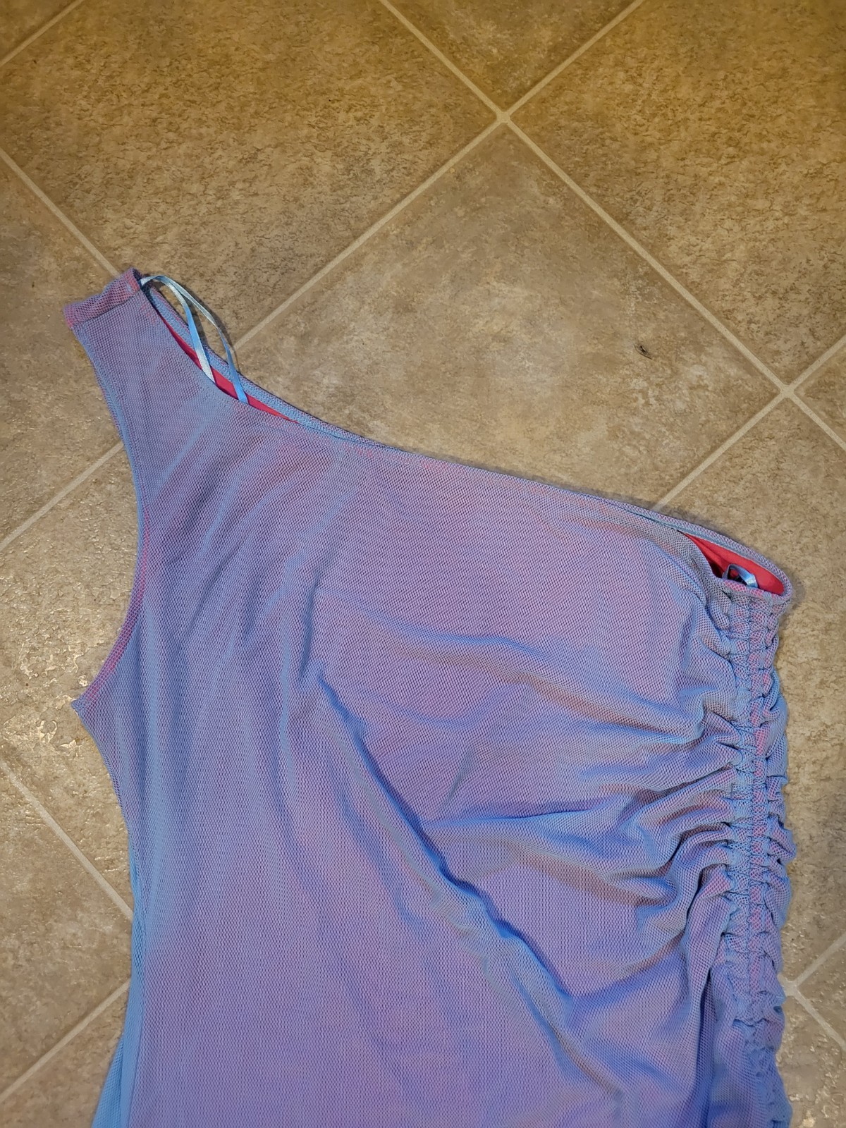 Fashion Nova “Ruched Lace Up” Blue/Combo Mini Dress Women Size 1X