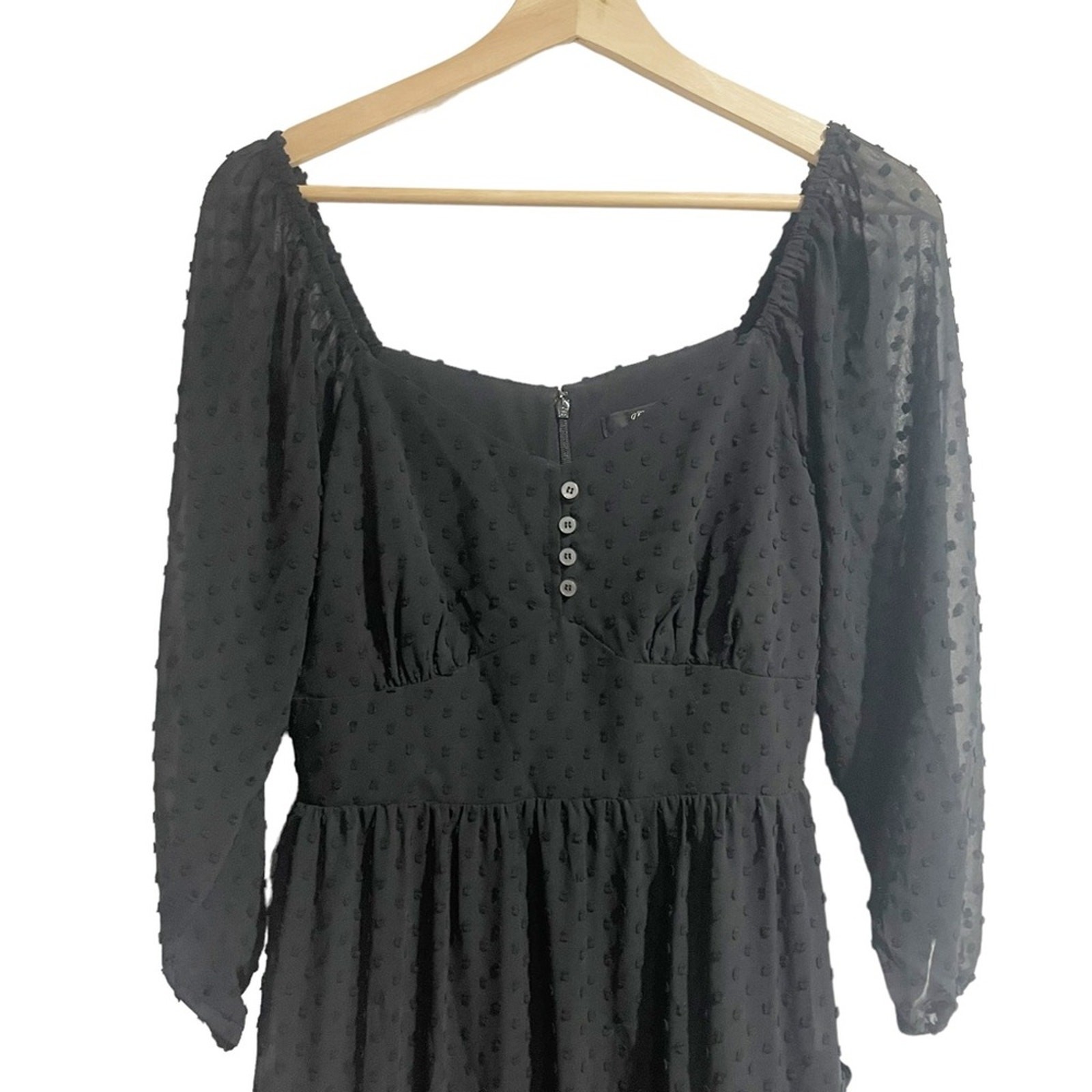 J. Crew Tiered Long-sleeve Midi Dress In Swiss Dot Black Size 4 Boho Party Work
