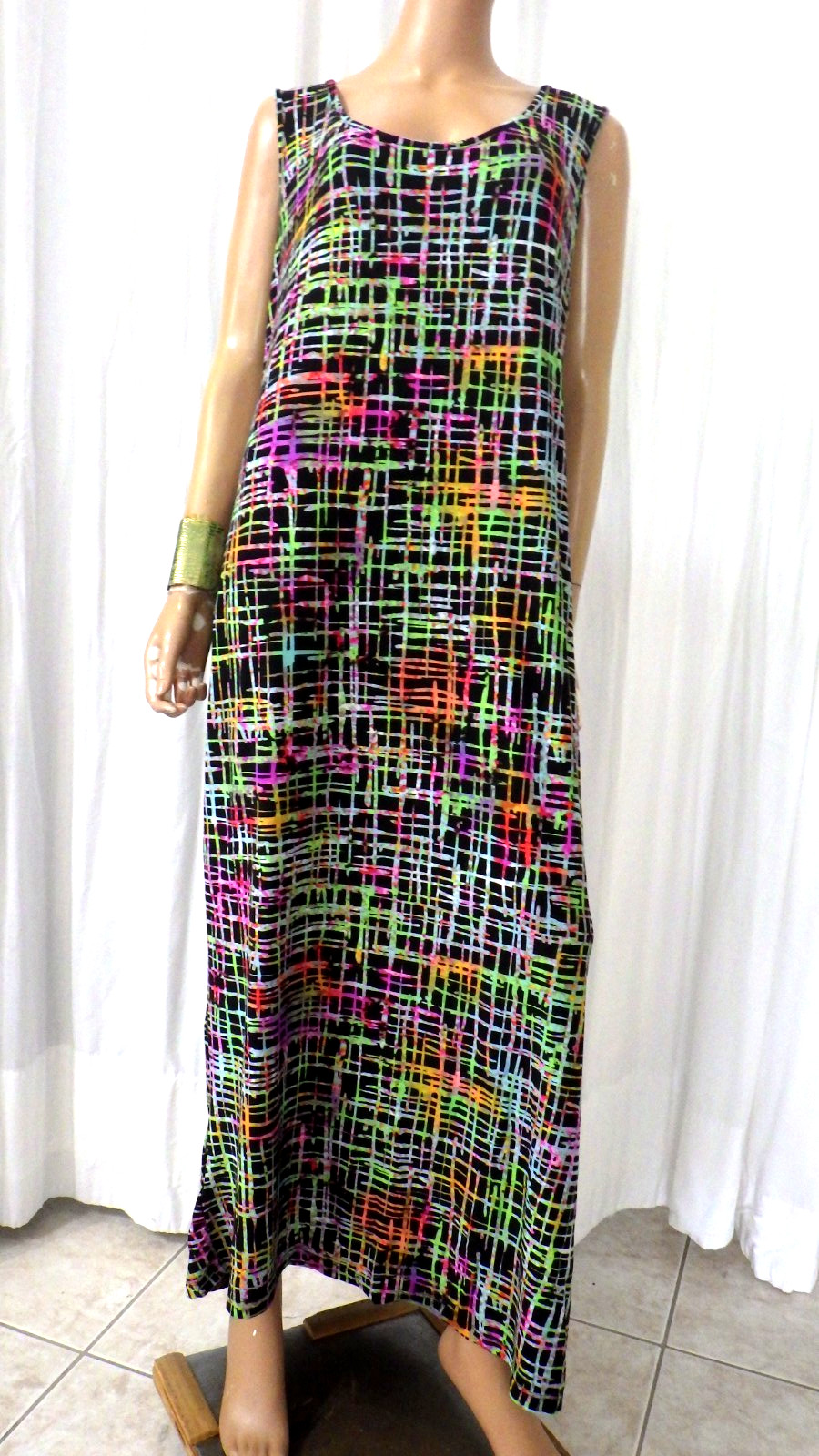 NWT ROUGE SIZE 4X STRETCH KNIT MULTICOLOR SHEATH MAXI Dress BUST 52″ NIP