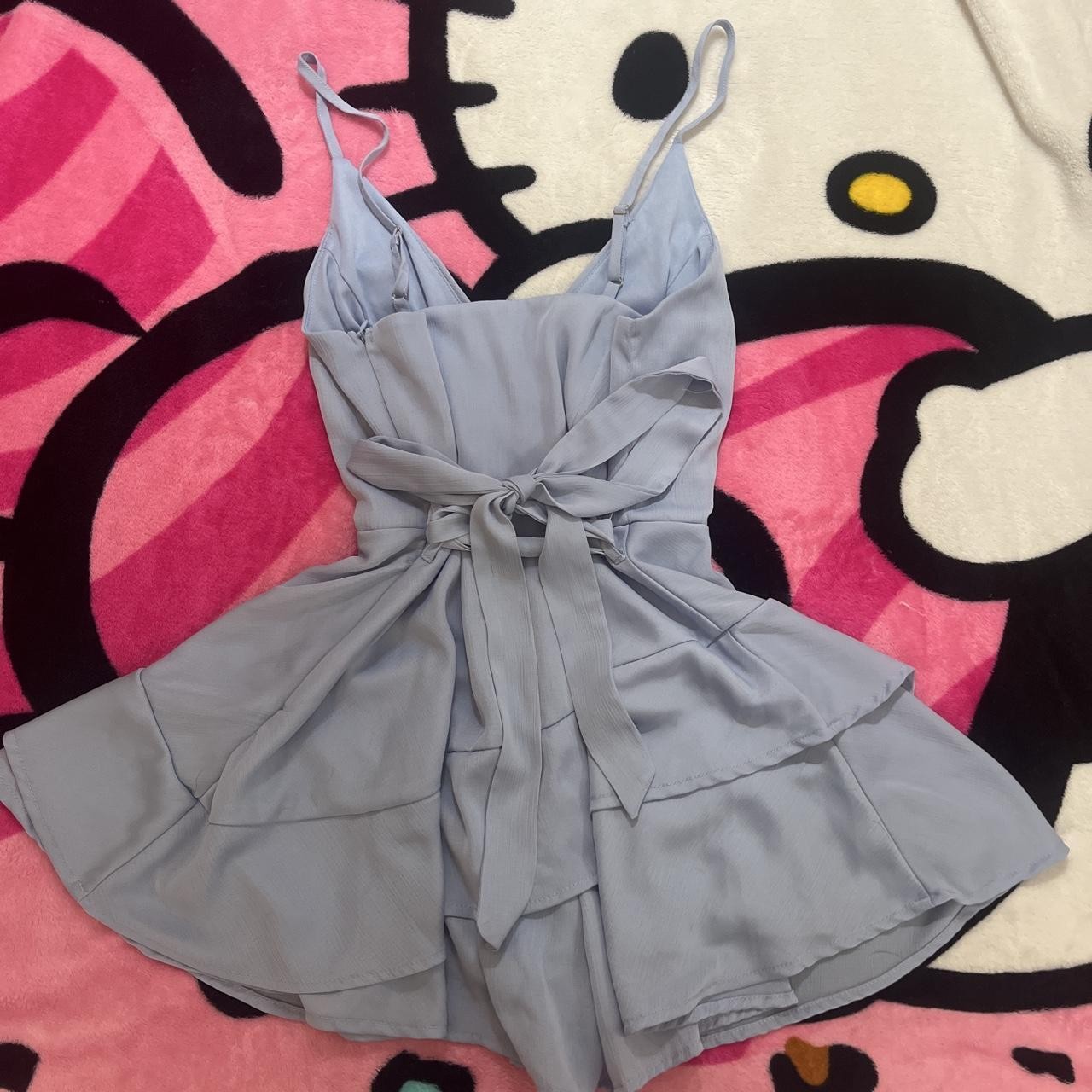 Super cute blue chic glam Tie back romper