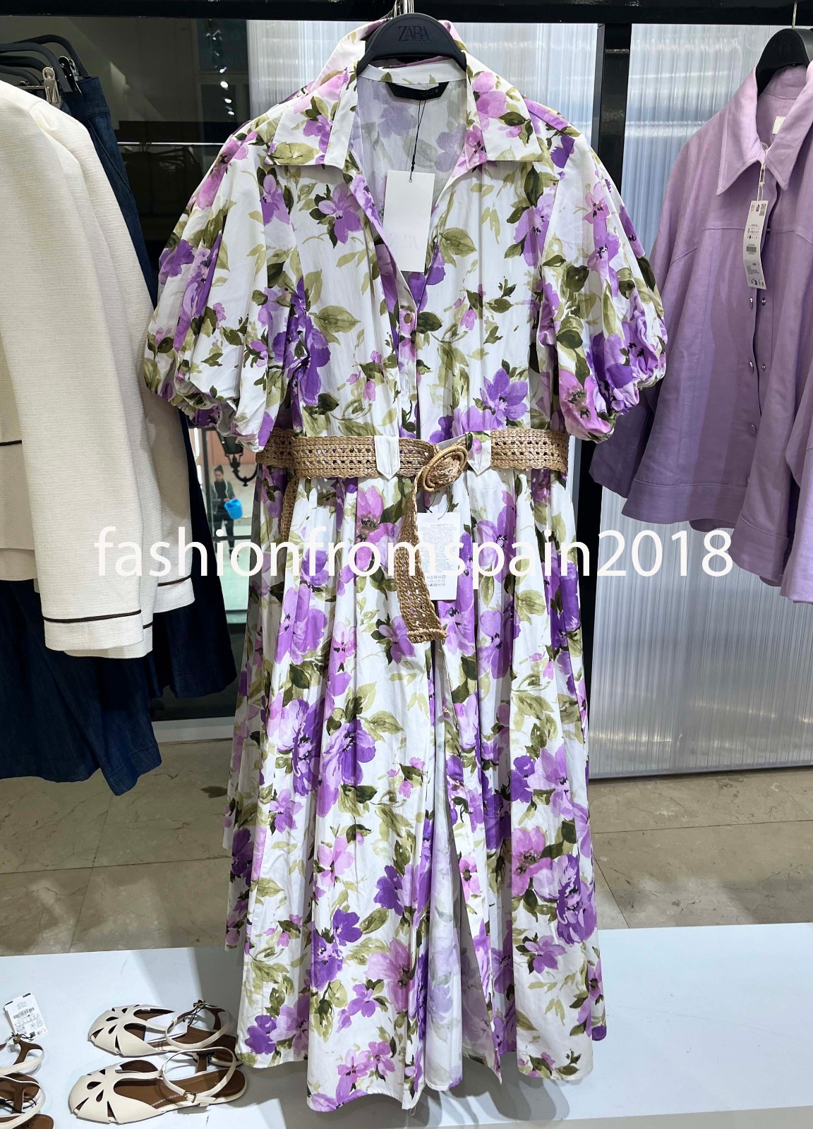 ZARA NEW WOMAN FLORAL PRINT BELTED MIDI DRESS XS-XL 5029/242/330
