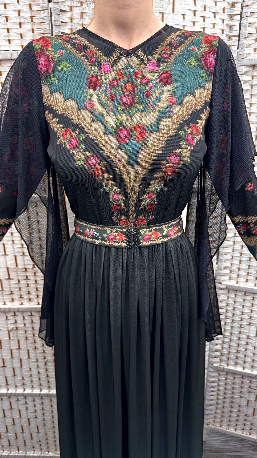 Negrin Elegant Full length Floral dress Size – S – NWT.