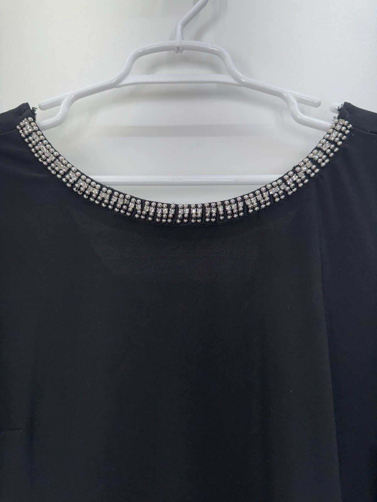 City Triangles Classic Beaded Mini Dress Sheer Bell Sleeves Elegant Event L