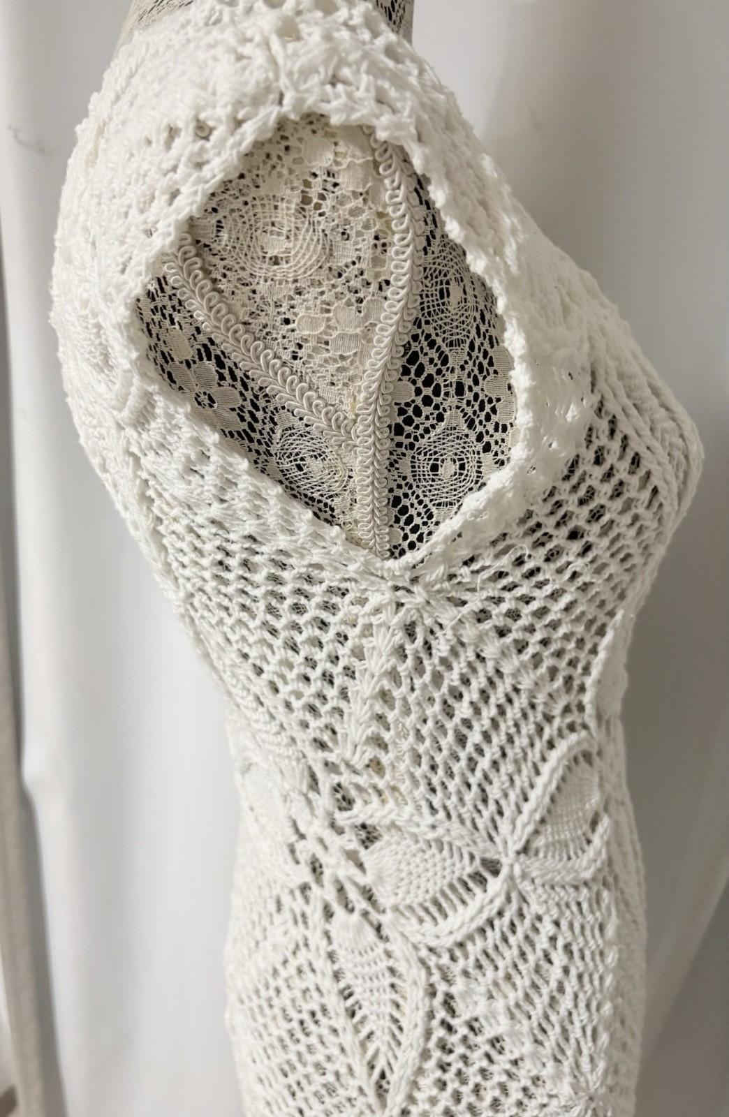 Sexy White Crocheted Mermaid Body Con Stretch Dress One Size Unbranded