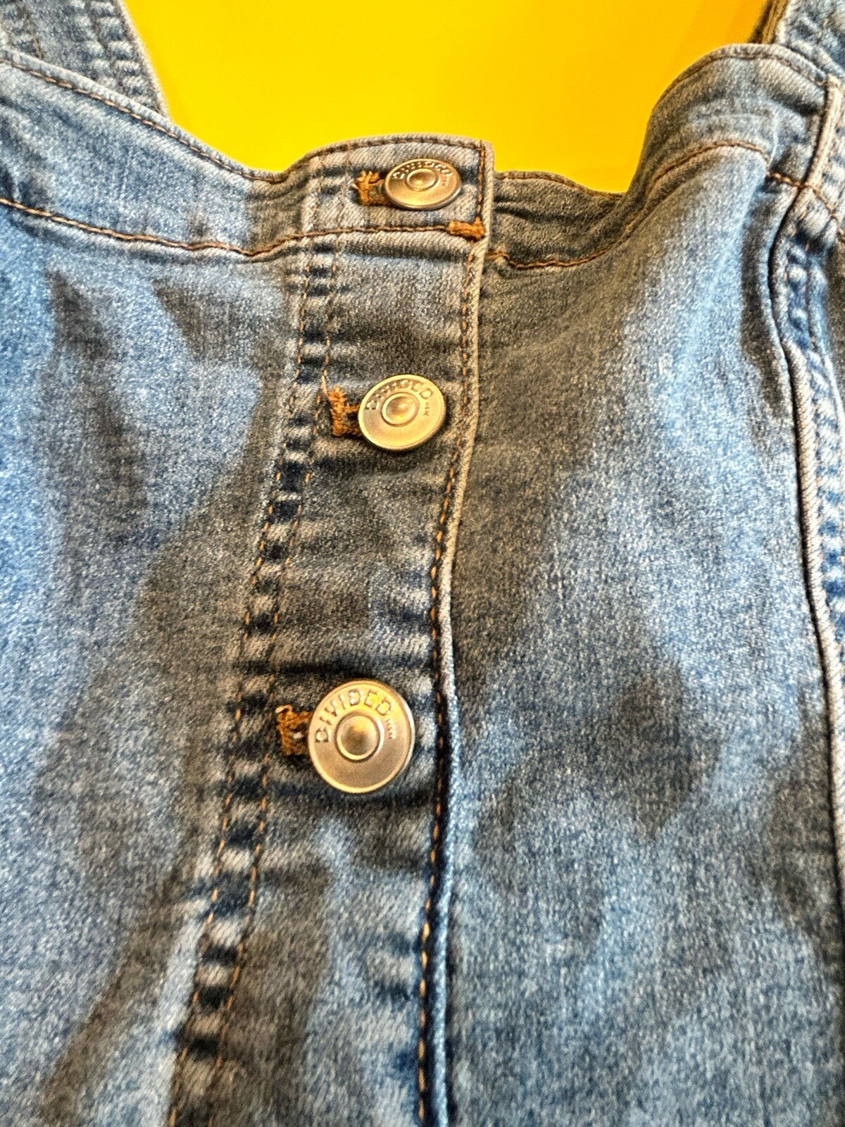 H&M Divided Denim Button Front Overall Dress Blue Jean Mini Fit Flare