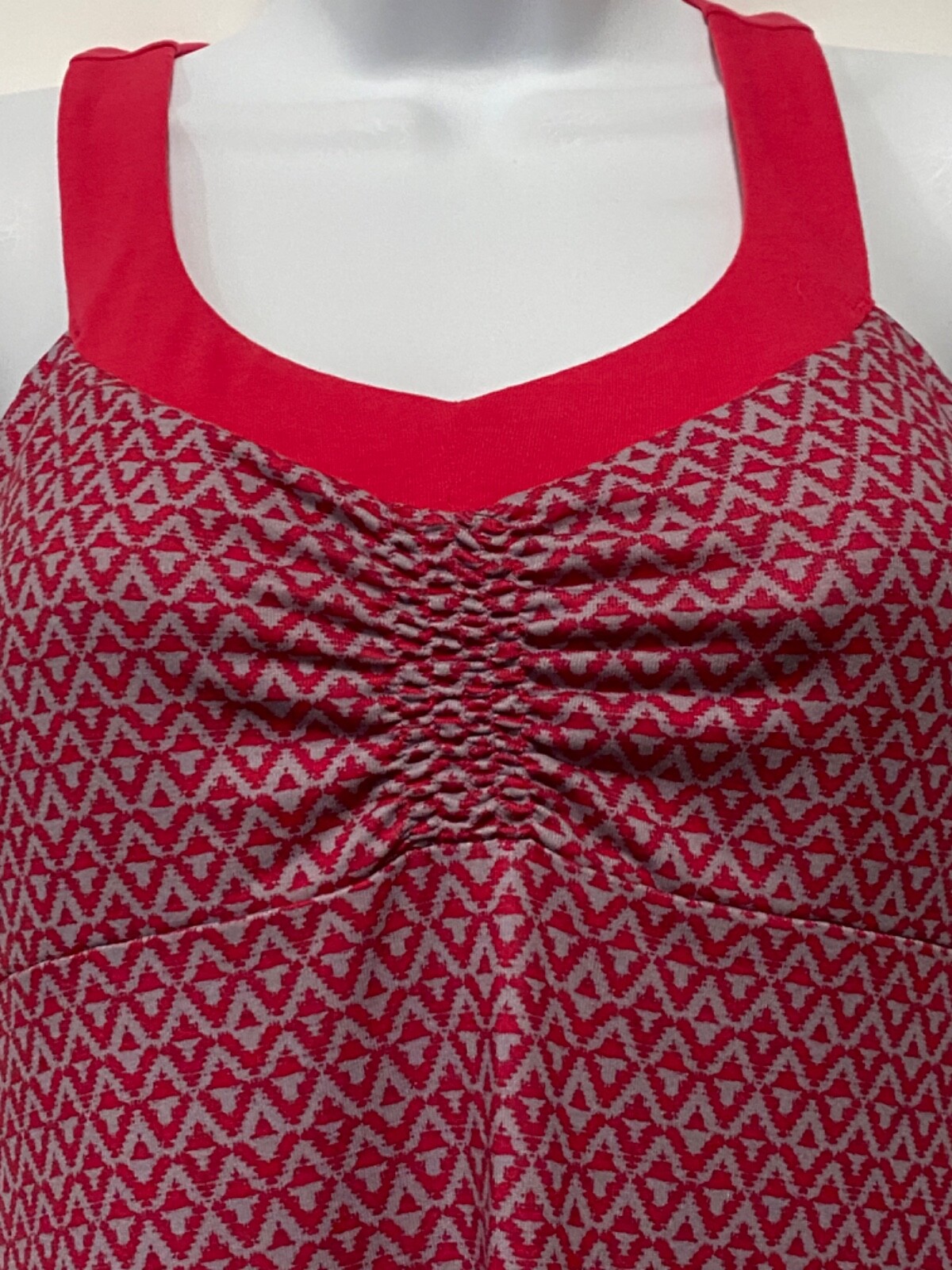 PrAna S Pink Gray Stretch Racerback Padded Shelf Bra Fit Flare Active Dress EUC