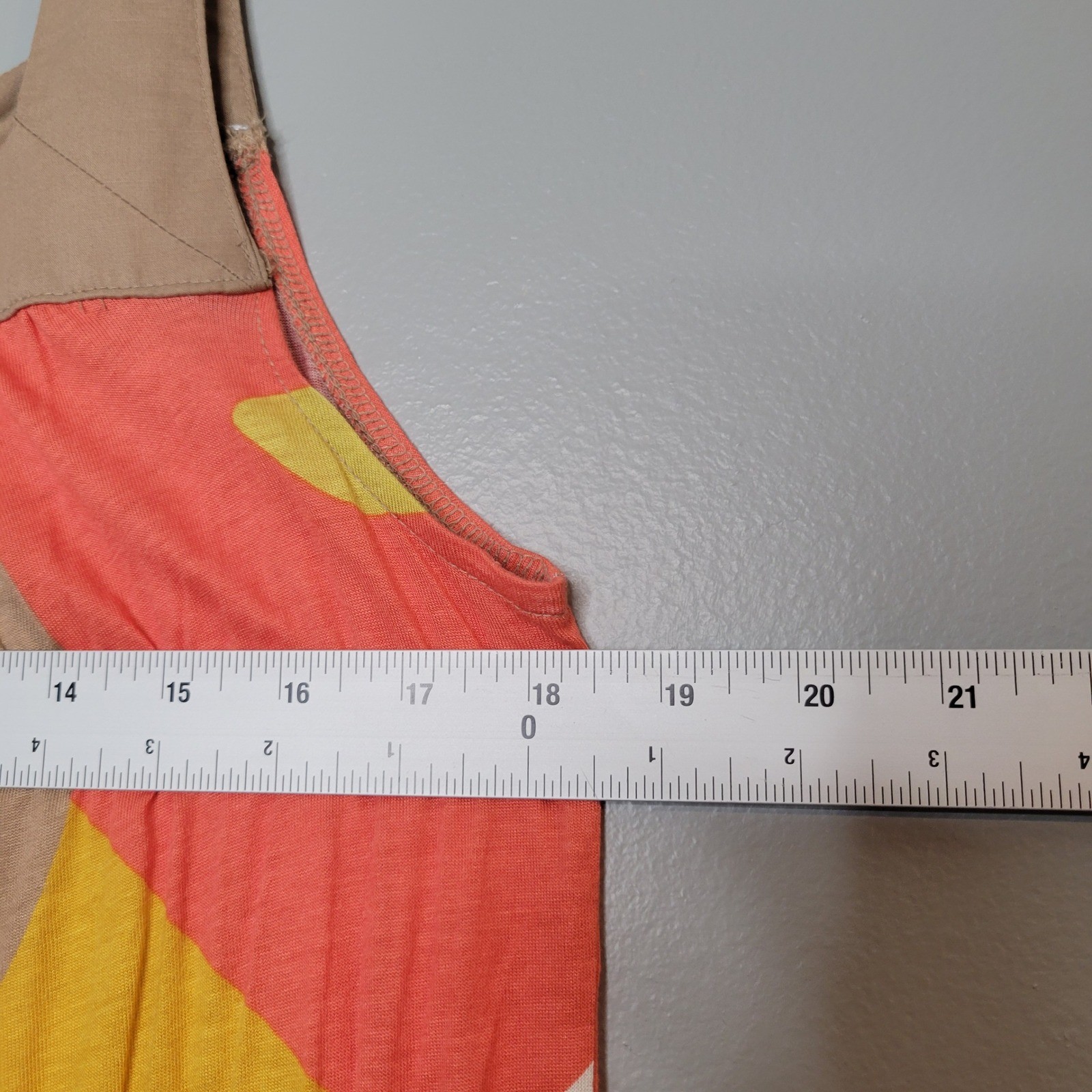 Mossimo Abstract Geometric Shift Dress Size L Orange Yellow Tan Retro Mod Funky
