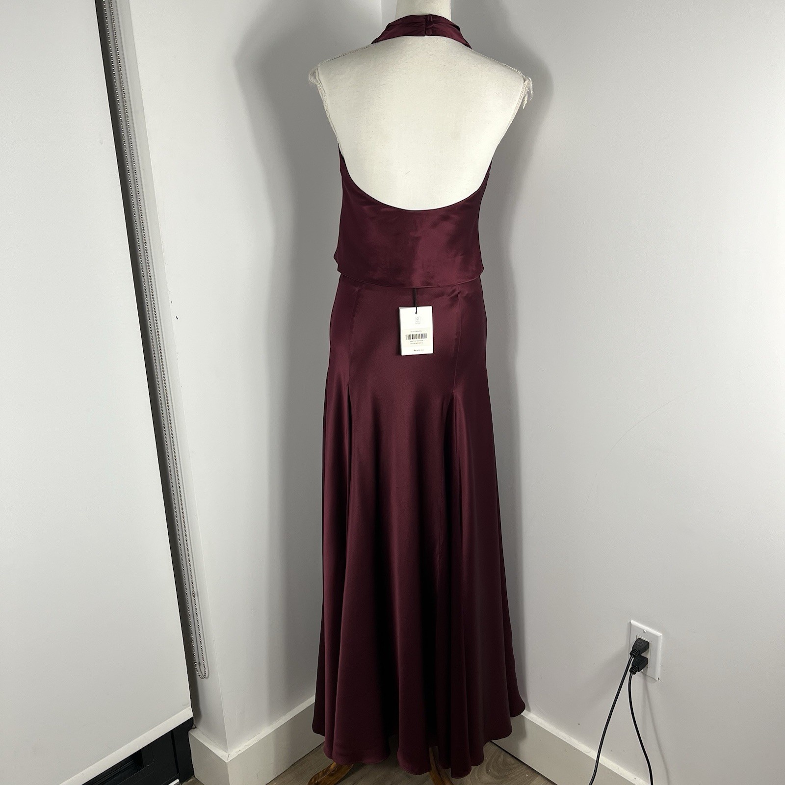 Reformation Sera Silk Two Piece set Size 6 Maxi Skirt Top Silk Boysenberry $498