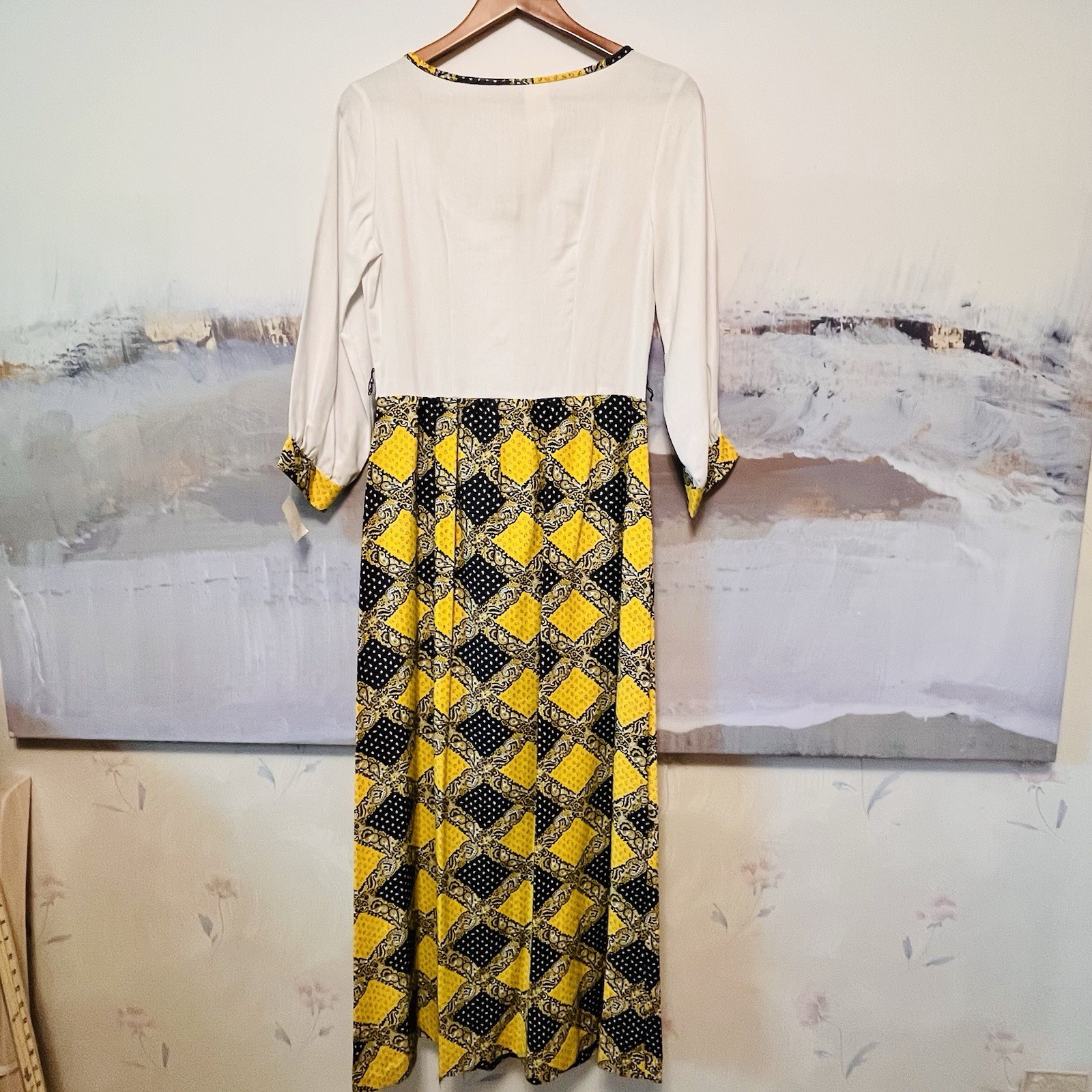 Vtg 60’s Allendale Maxi Dress NWT Womens Size 14 Geometric A-Line Colorful Boho