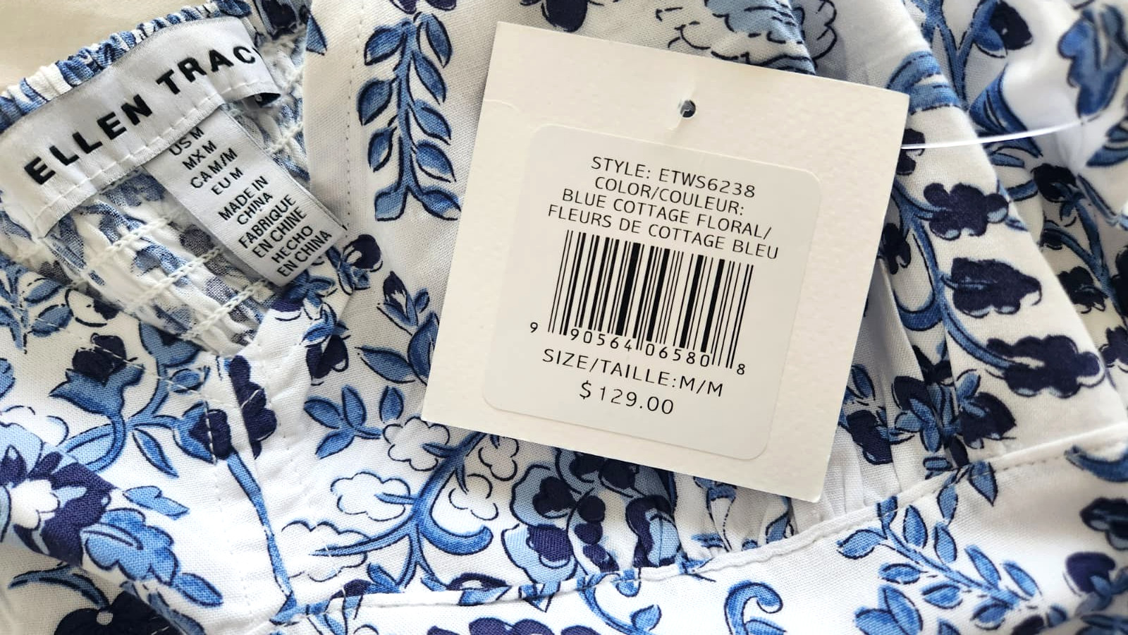 ✨NEW! Modern ELLEN TRACY Blue Cottage Floral Farm Long Maxi Dress Rio Gypsy $149