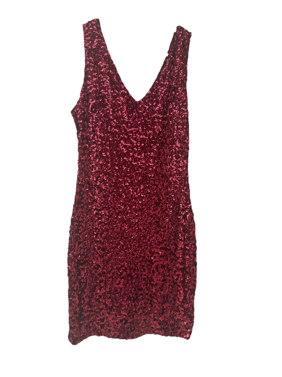 PrettyGuide Sequin Bodycon Dress Women S Burgundy Red V-Neck Mini Party Clubwear