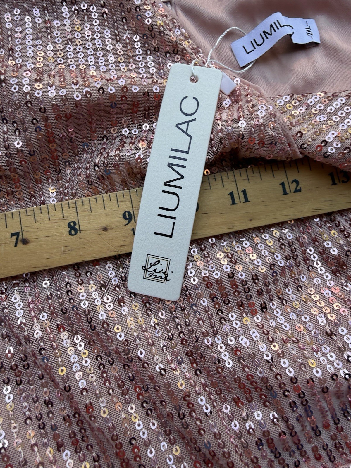 PINK Rose Gold Sequin Metallic V-Neck Strappy Bodycon Mini Dress XXL