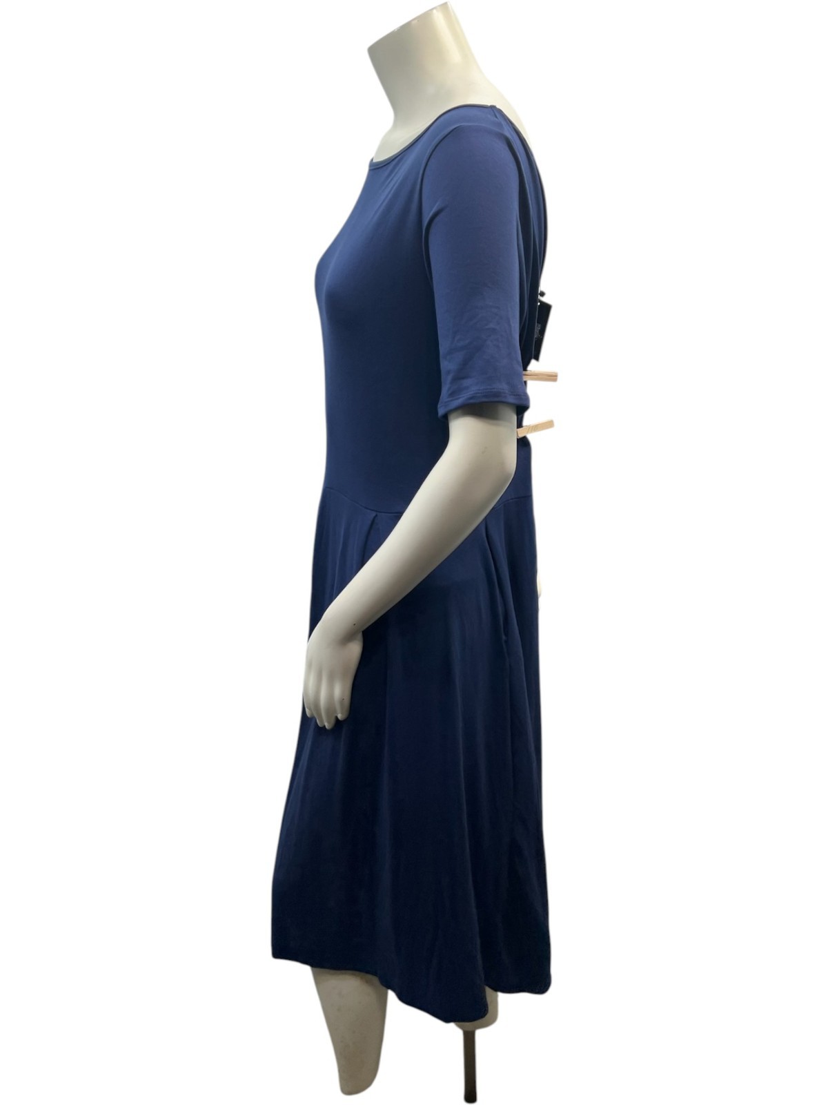 24 Seven Dress Womens Plus Size 2X Navy Blue Short Sleeve Pockets Stretch New