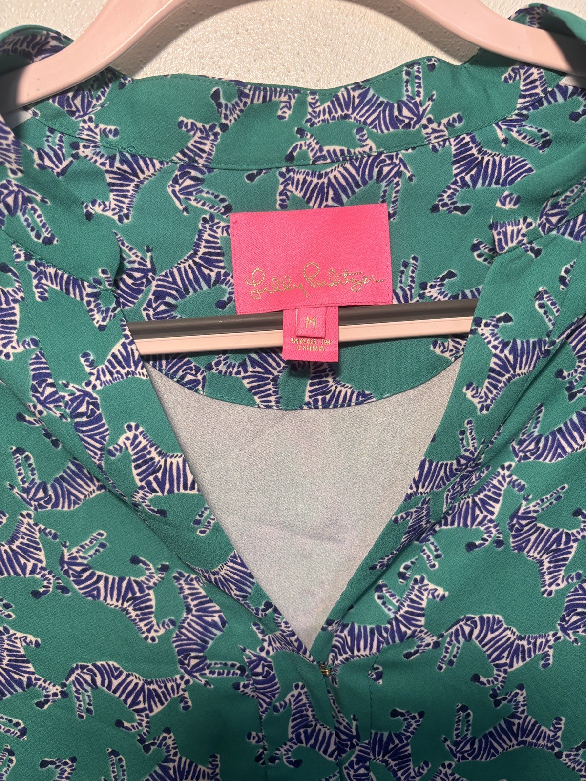 Lilly Pulitzer Winona Stretch Dress Everglades Green Heebee Zeebees Zebra Size M