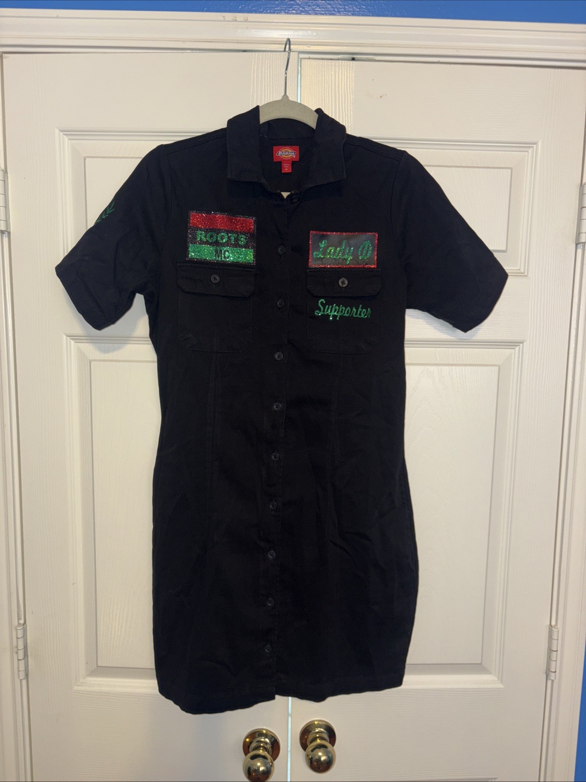 Dickies Utility Button Front Shirt Dress Black Size Medium