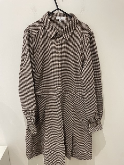La Redoute Houndstooth Tweed Pleated Shirt Dress Size 18 Chic Heritage RRP £58