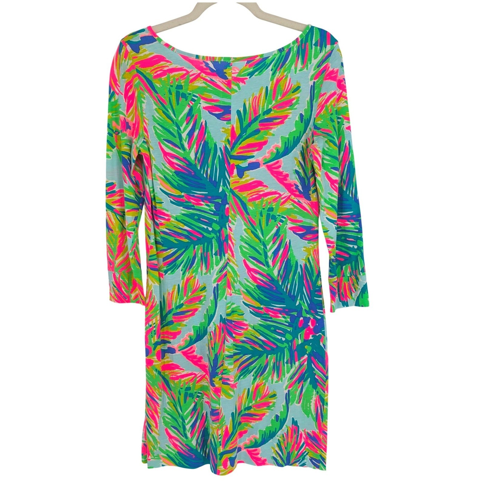 Lilly Pulitzer Marlowe Dress Island Time Palm Blue S Tropical Preppy Coastal