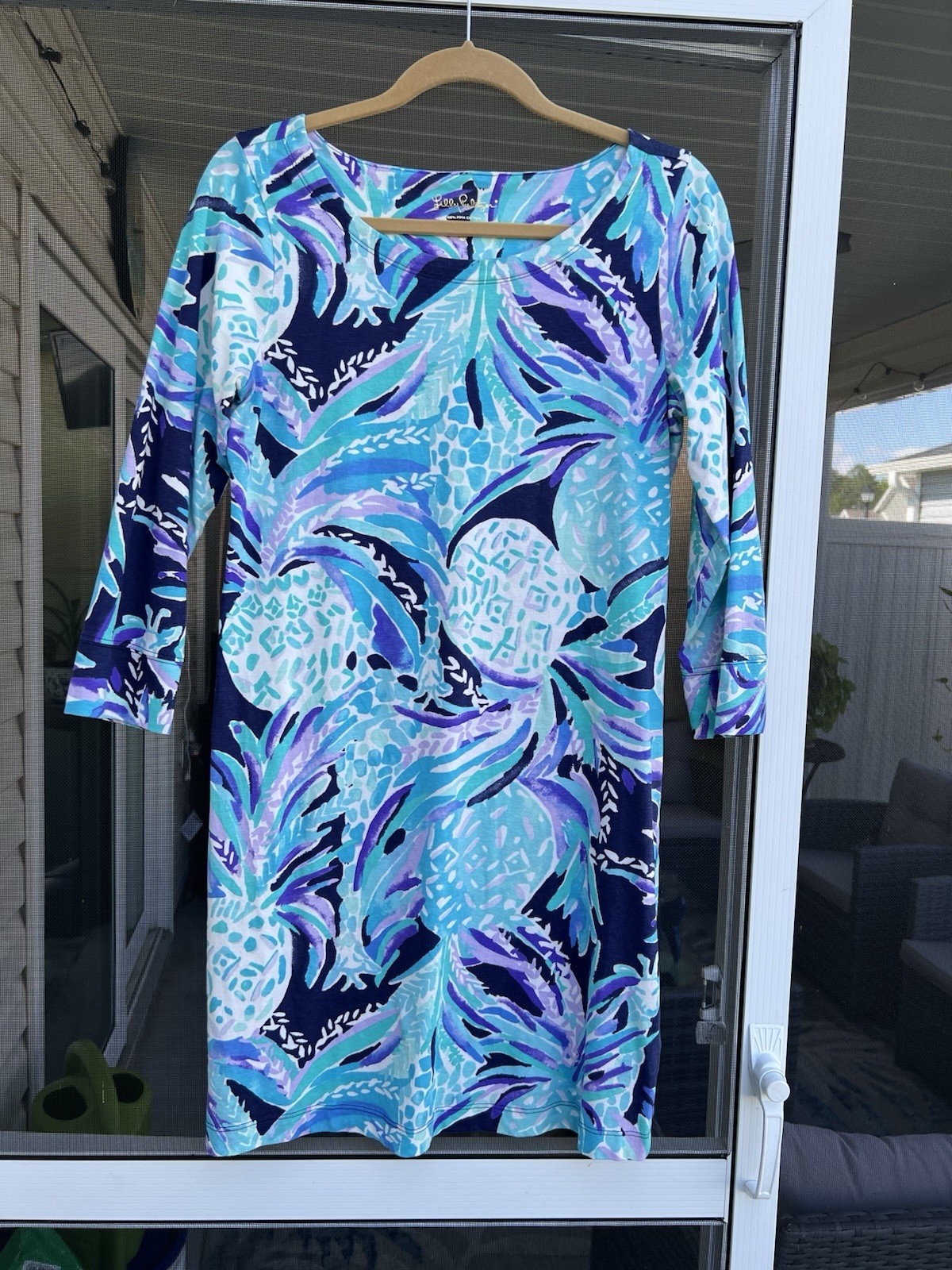 Lilly Pulitzer Hollee Shift Dress Alotta Colada Size Medium Women Blue Purple