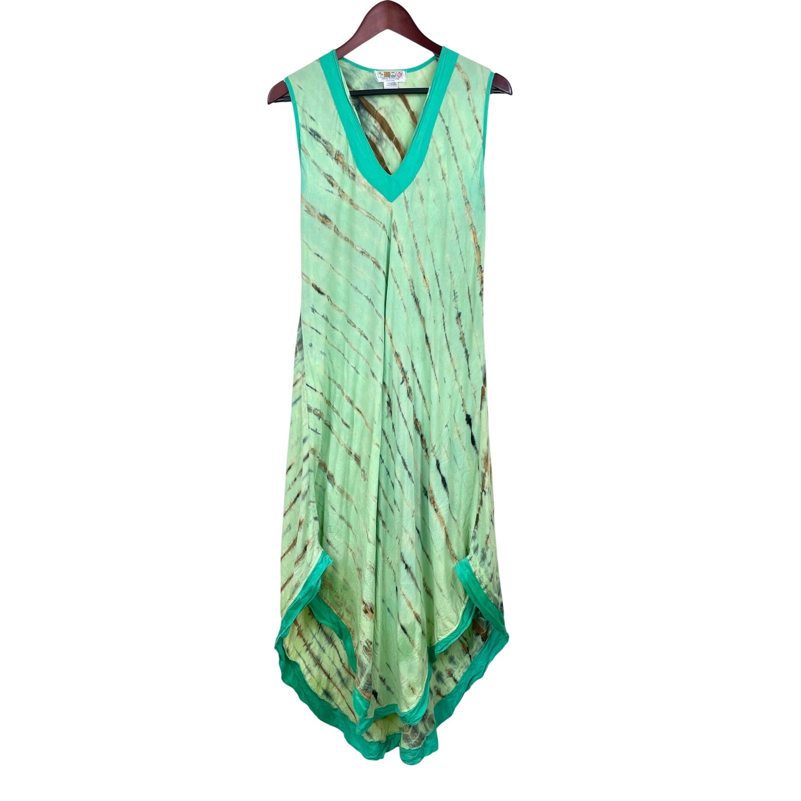 Womens Vintage Dress Sz M Fairy Grunge Midi Asymmetrical Boho Festival Tie Dye