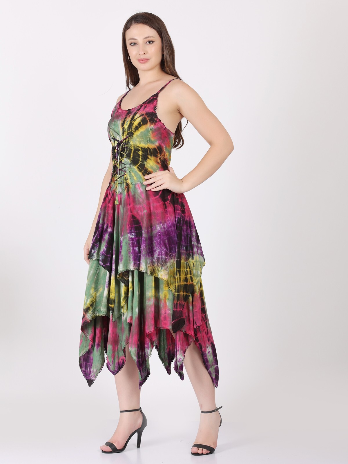 Women’s Casual Tie Dye Spaghetti Strap Pixie Fit & Flare Dress Wholesale Lot Mix