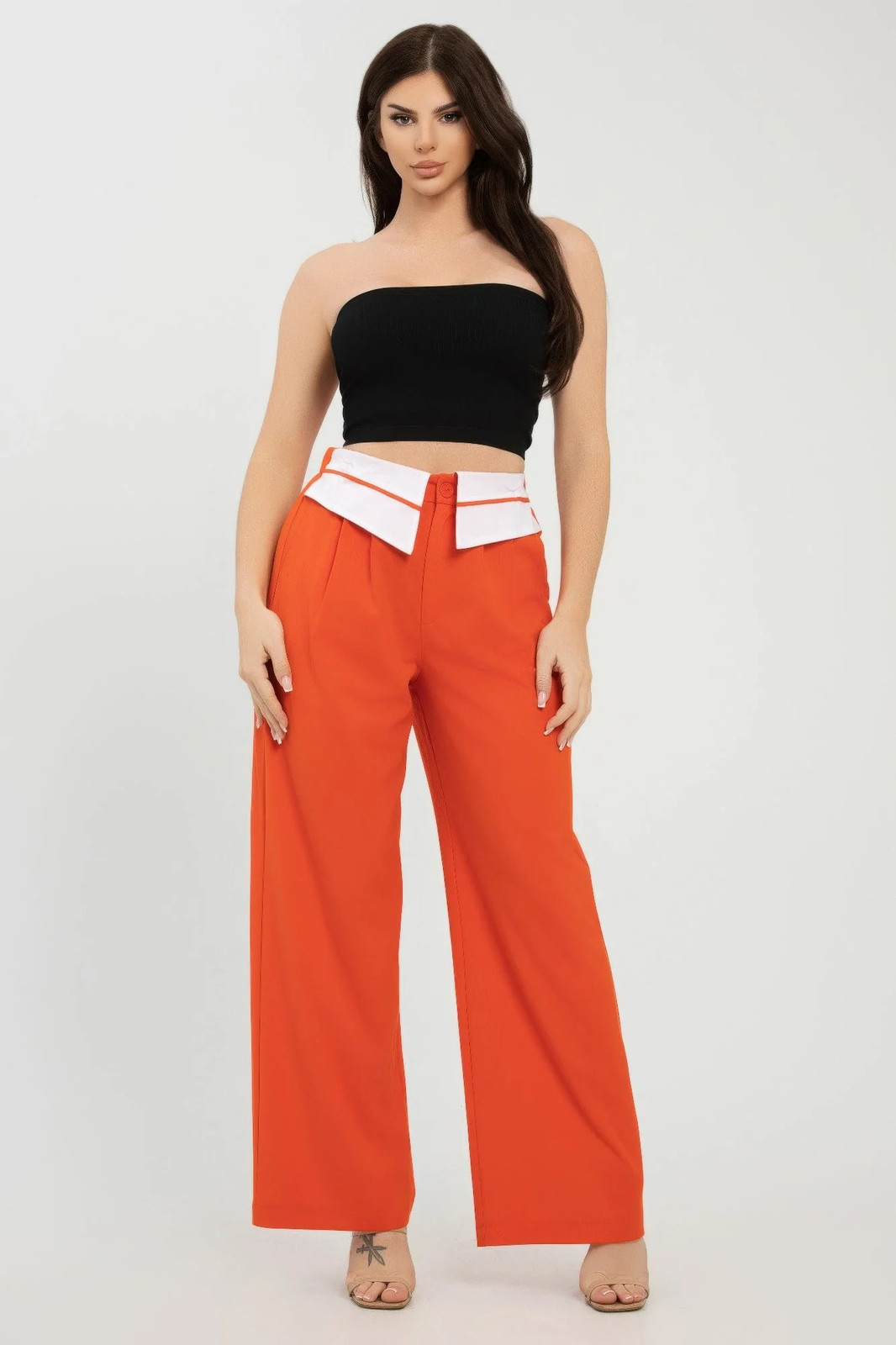 Front Button Fold-over Inside Zipper Pants – Women’s Clothing