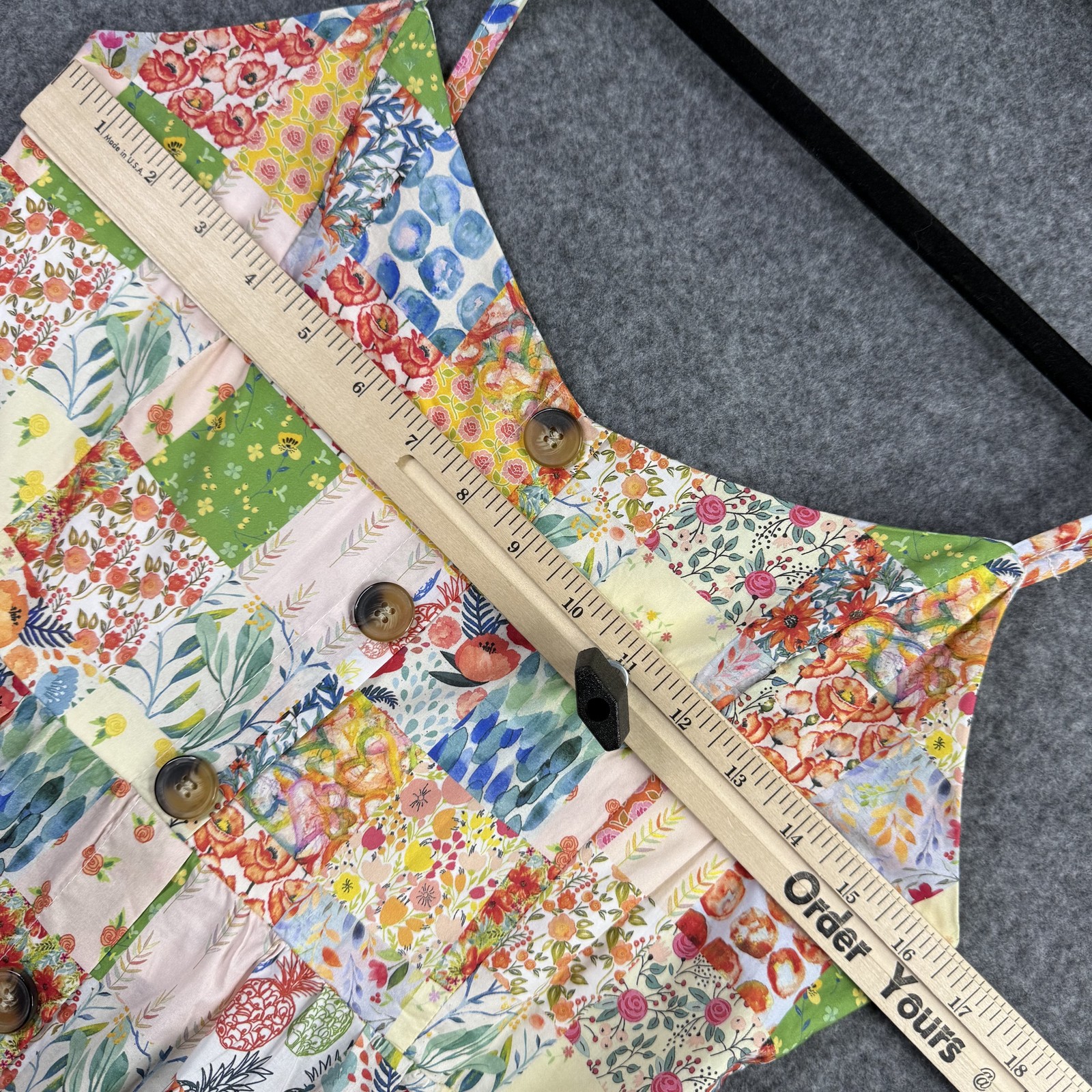 LA SOUL Women’s XL Patchwork Floral Button Front Cami Sundress Midi A-Line