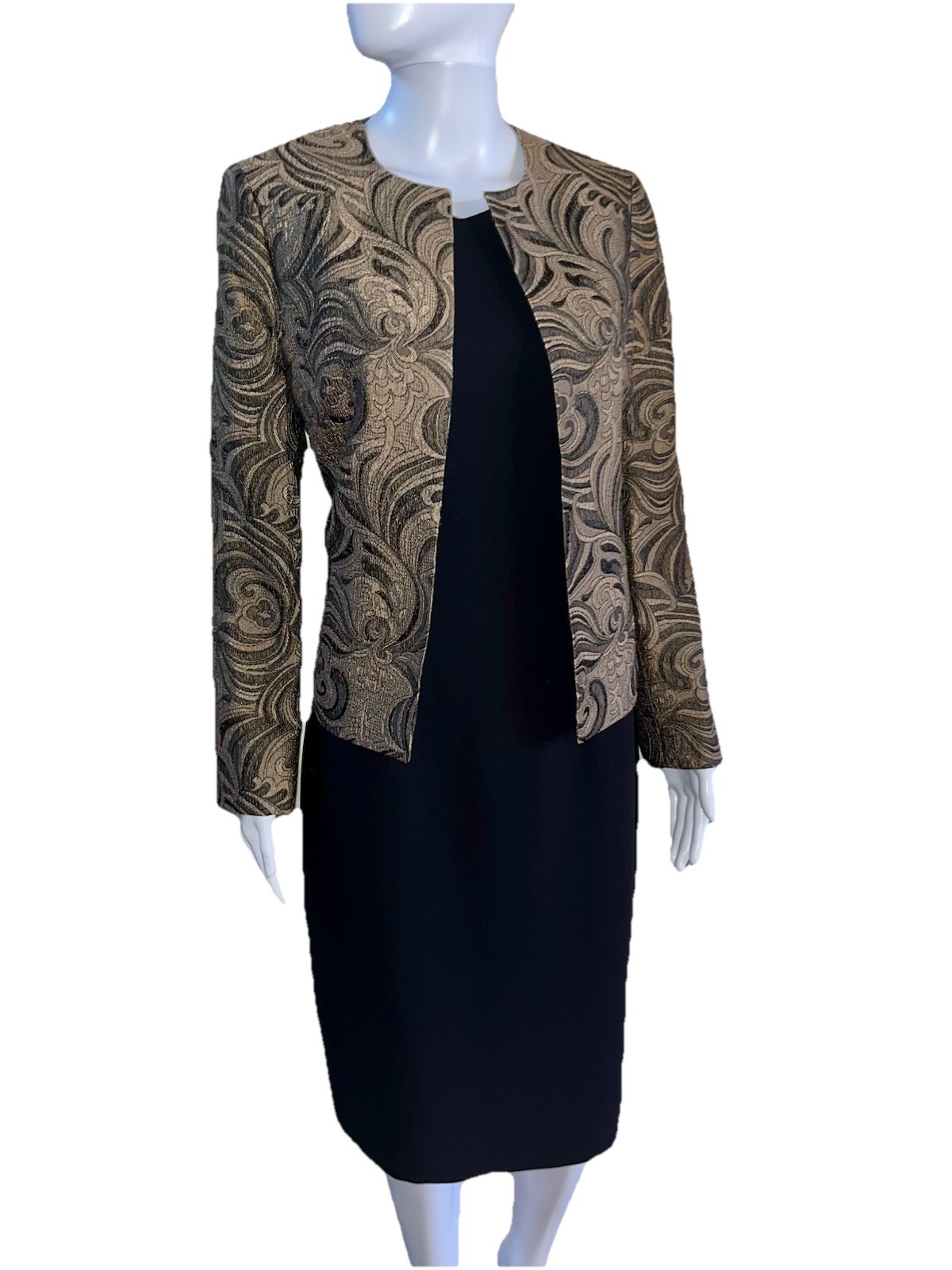 Kasper Brown Blazer & Black Casual Corner Dress Suit Size 8 Mixed Separates