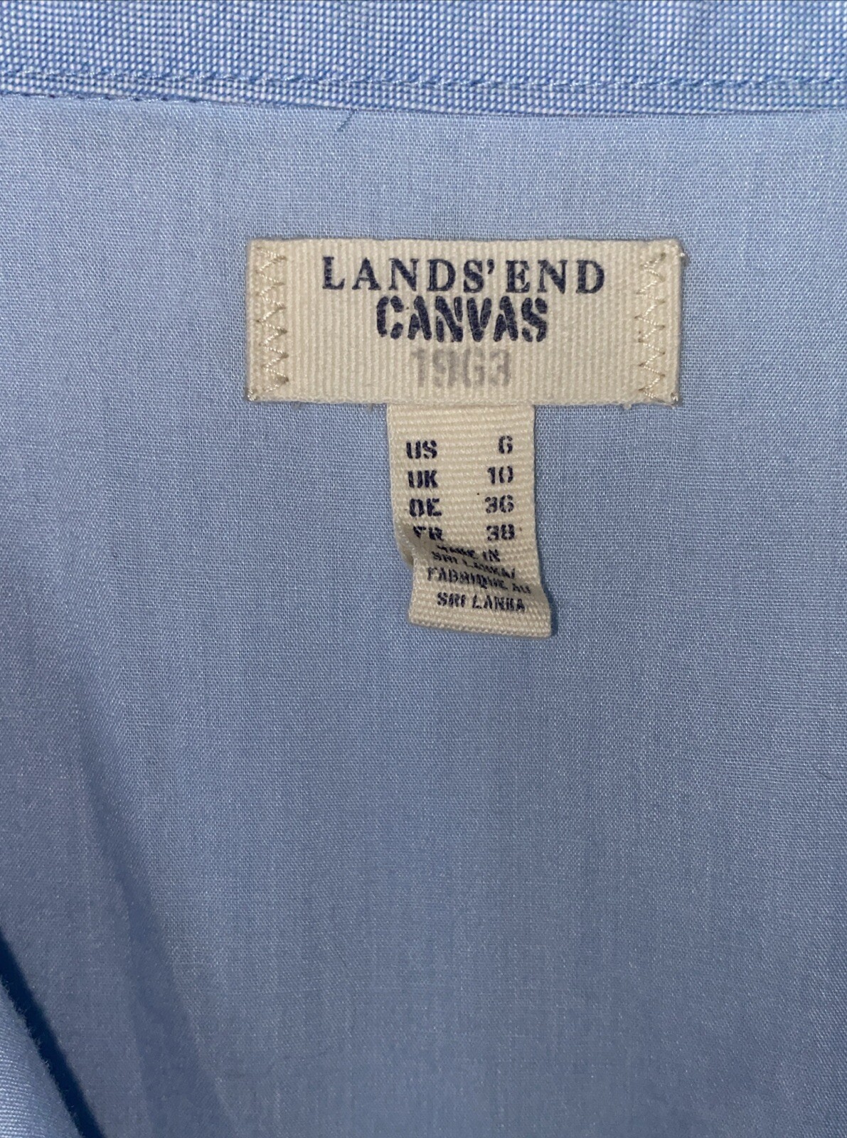 Lands End Canvas Cotton Button Down Sky Blue Halter Strap Dress Size 6 Classic