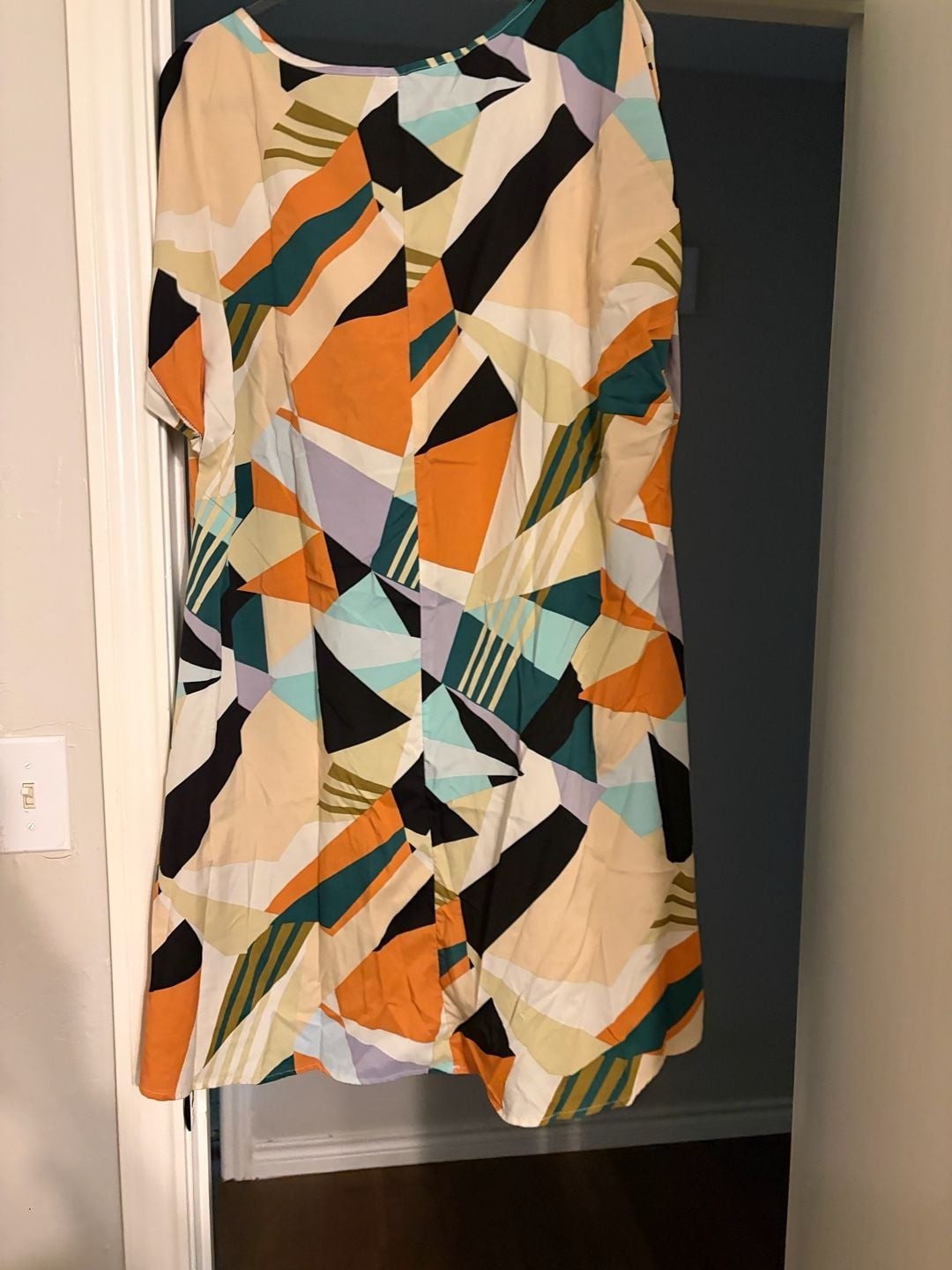 SHEIN Curve Plus Geo Print Short Sleeve Tunic Dress