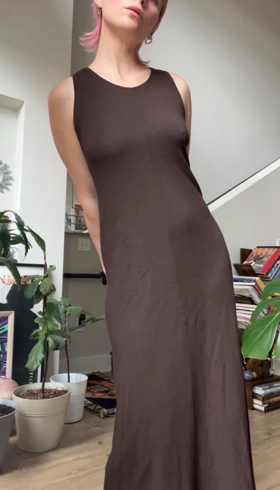 VTG 90s Cynthia Rowley Knits Brown Maxi Dress