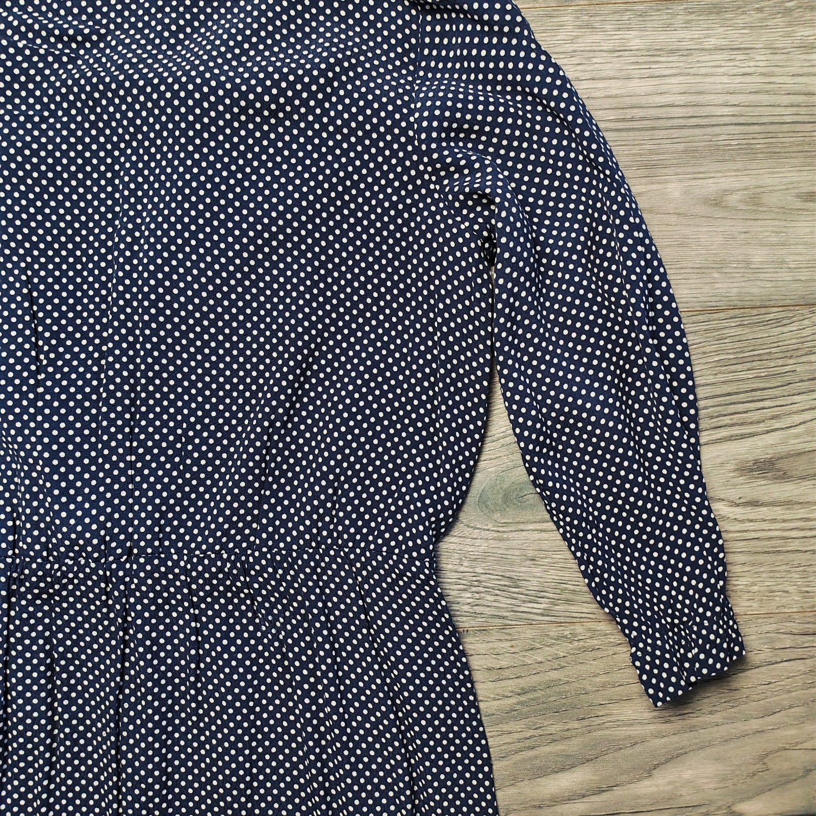 Joules ‘Chloe’ Ankle Length Dress Women’s Size UK 14 Faux Wrap Spotty Navy