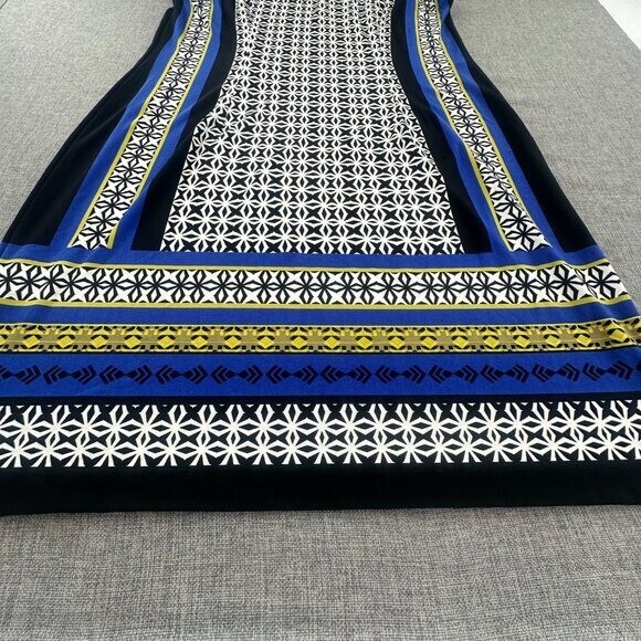 Dressbarn Sheath Dress Size 12 Black Blue White Yellow Sleeveless Round Neck