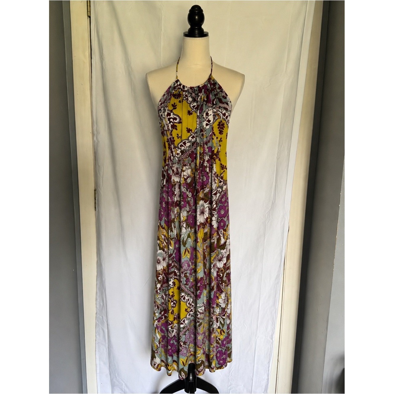 Miss Bikini Luxe Women’s Boho Floral Halter Maxi Resort Dress Size 42