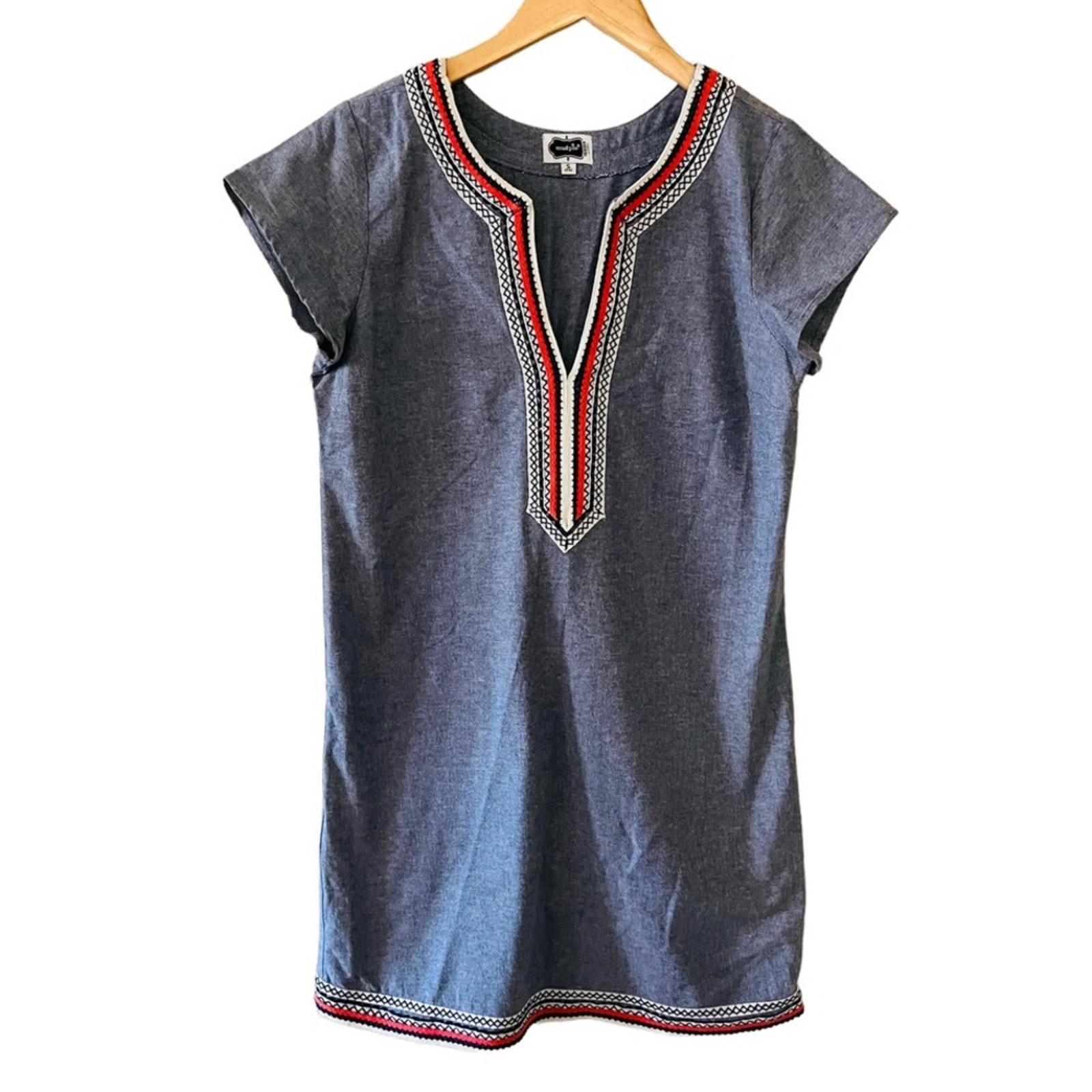 Mud Pie Bree Dress Chambray Embroidered Shift
