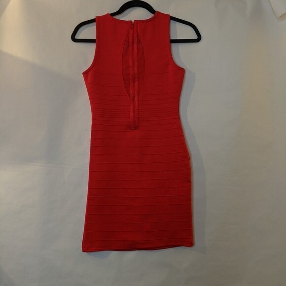 Wow Couture Sheer Sleeveless Bandage Red Dress Small Bodycon Cocktail Valentine