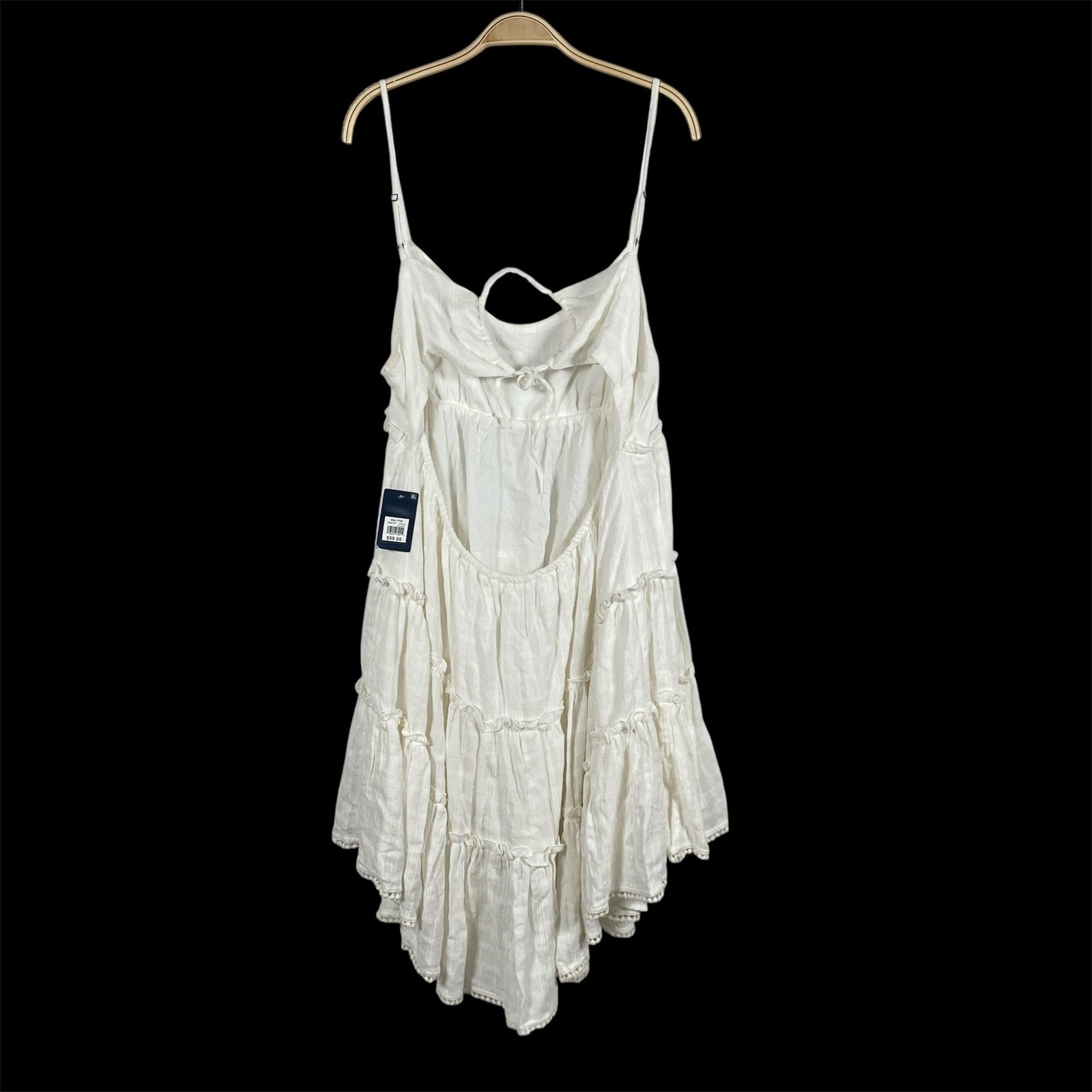 Lucky Brand Boho Fairycore Tiered Open Back Dress Women XXL Off White Festival