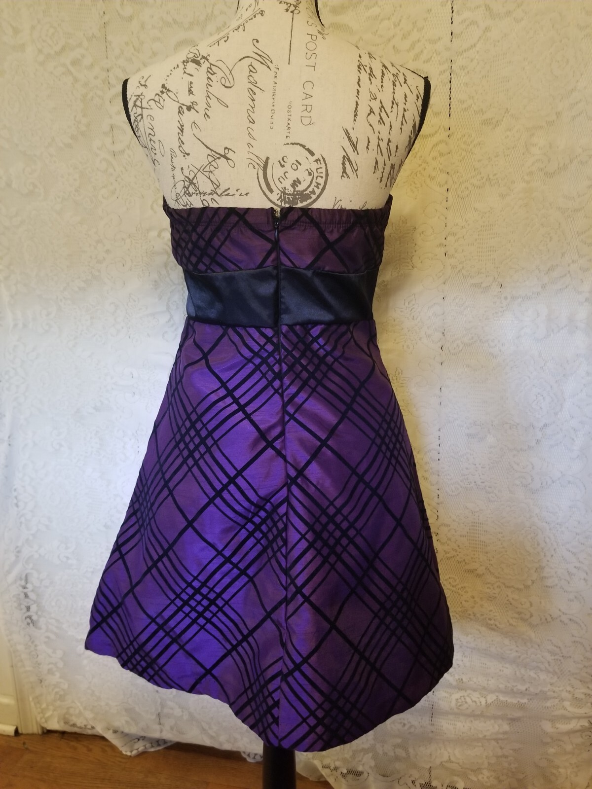 Heart Soul Mini Slvls Party Dress Medium Purple Velvet Satin Bow Rhinestone EUC