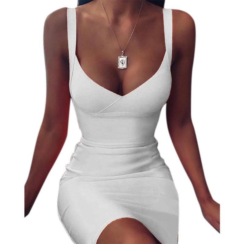 Women Strappy Sexy V Neck Bodycon Mini Dress Evening Cocktail Party Club Dresses