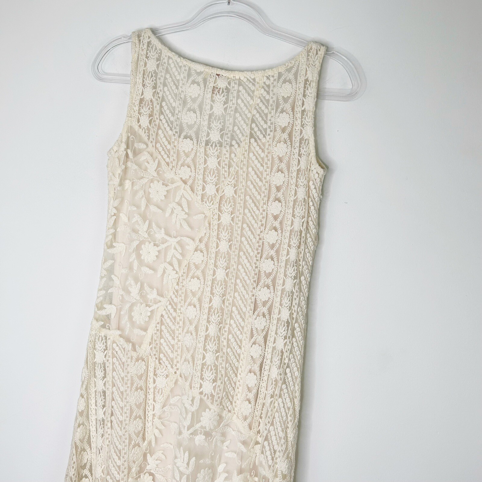 Sundance Ivory Lace Midi Dress Womens Size XS Sleeveless Bohemian Cottagecore
