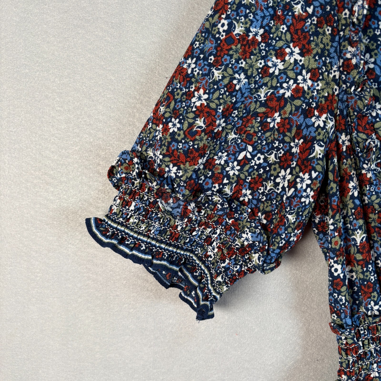 Max Edition Floral Print Tiered Maxi Dress Ruffle Collar Puff Sleeve Size Large