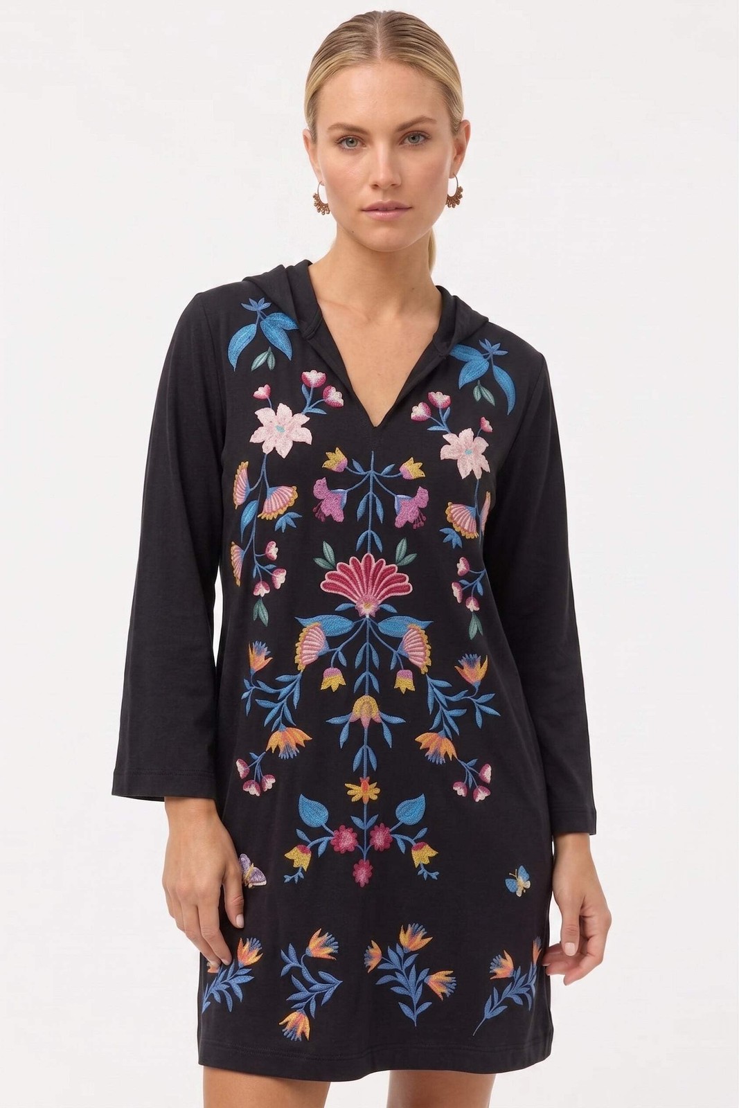 Johnny Was JWLA Black Elizabeth Beach Hoodie Dress J30925-E