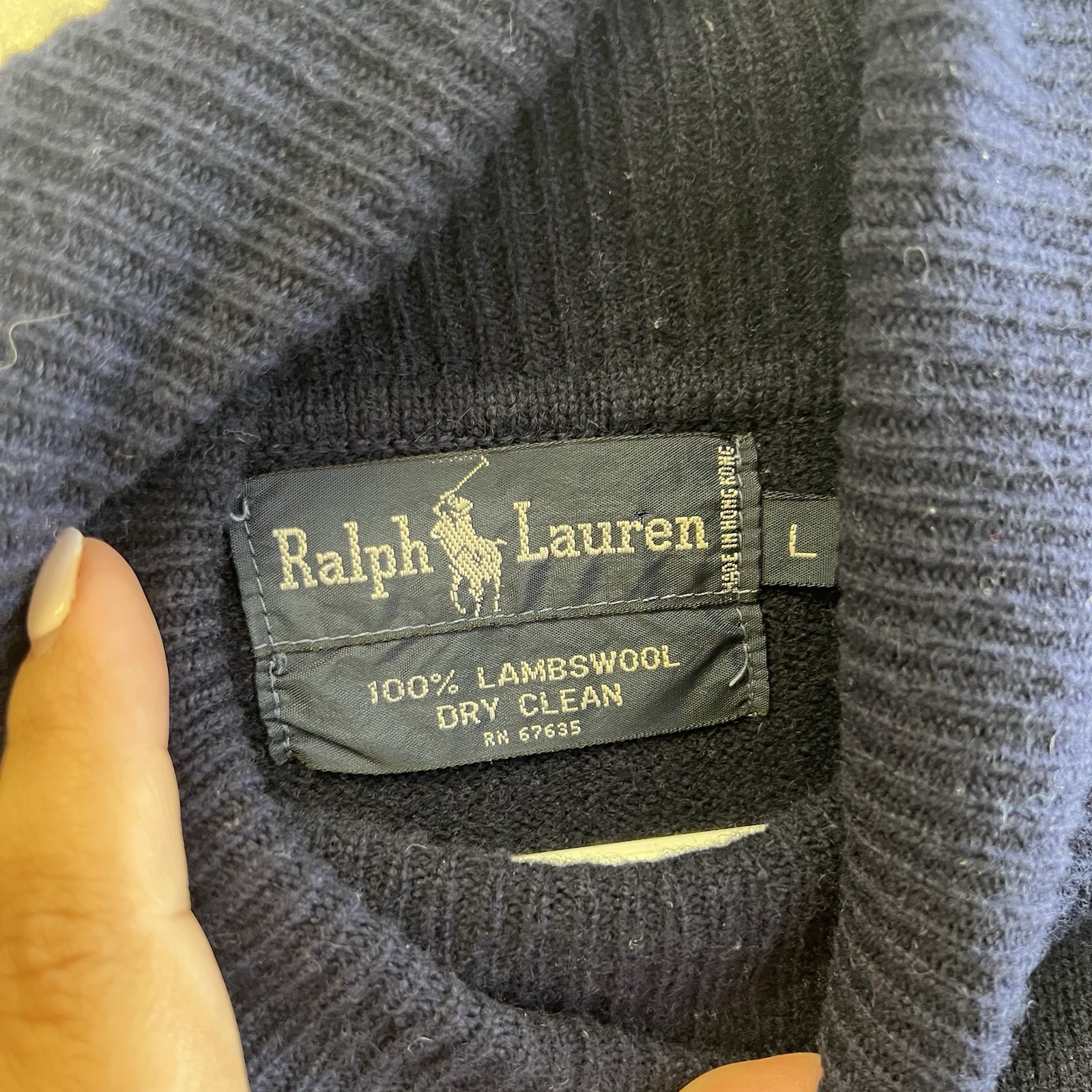 Ralph Lauren Lambswool Turtleneck Long Sleeve Maxi Sweater Dress Navy L