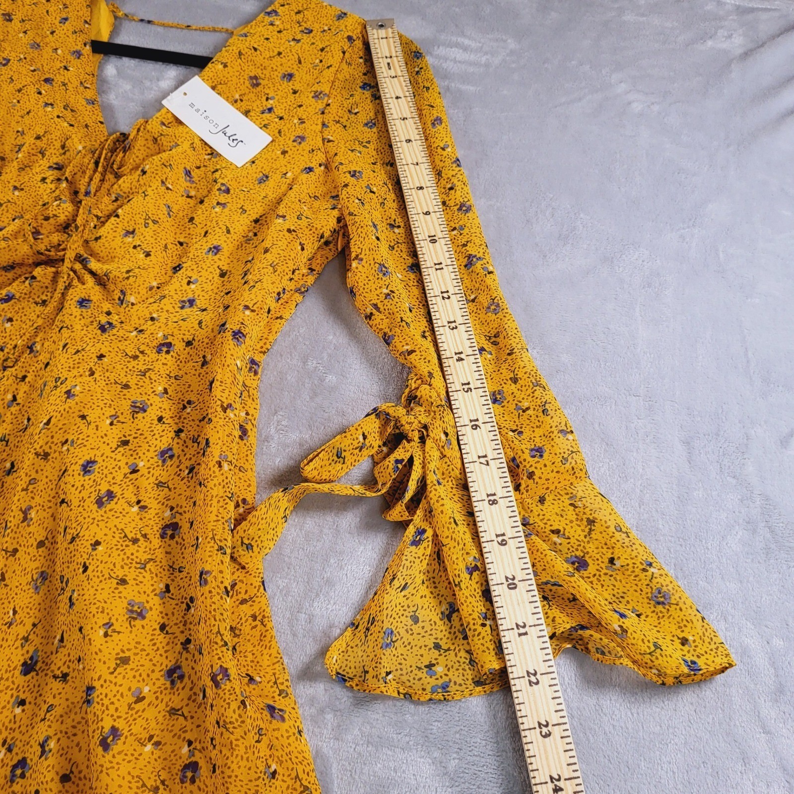 Maison Jules Womens 6 NWT Floral Boho Cottage Babydoll Mini Dress Poppy Yellow