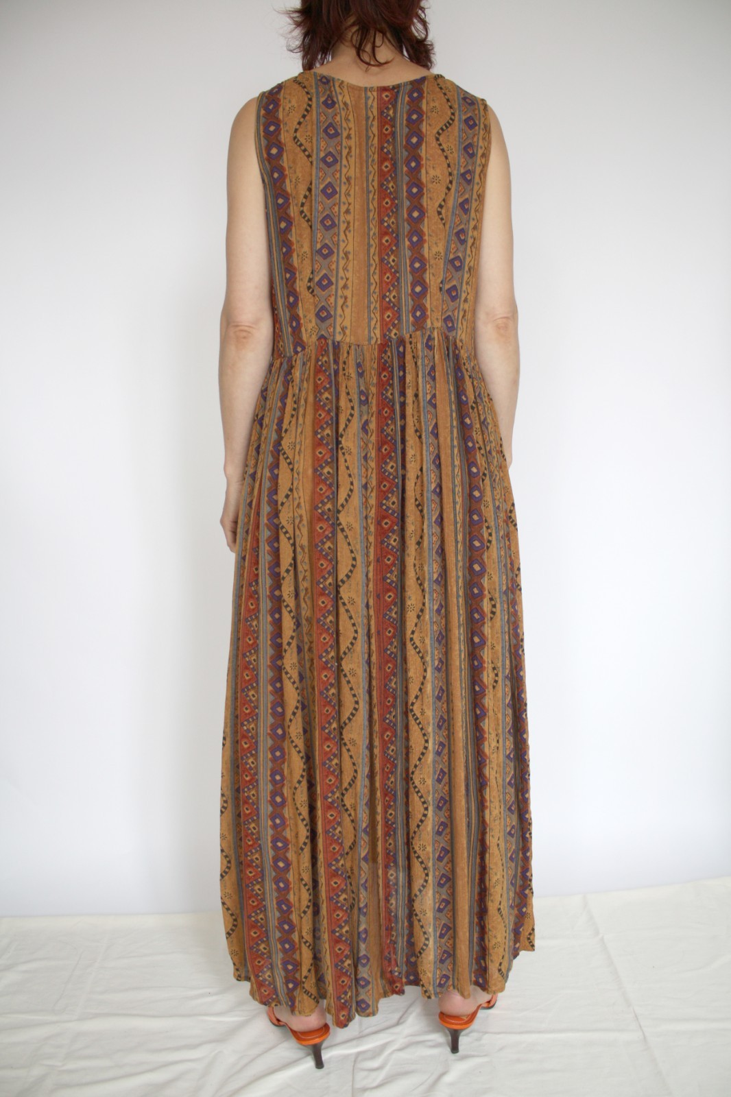 80s Rayon Printed SUmmer Dress Playful Abstract Colorful Lightweight Breathable