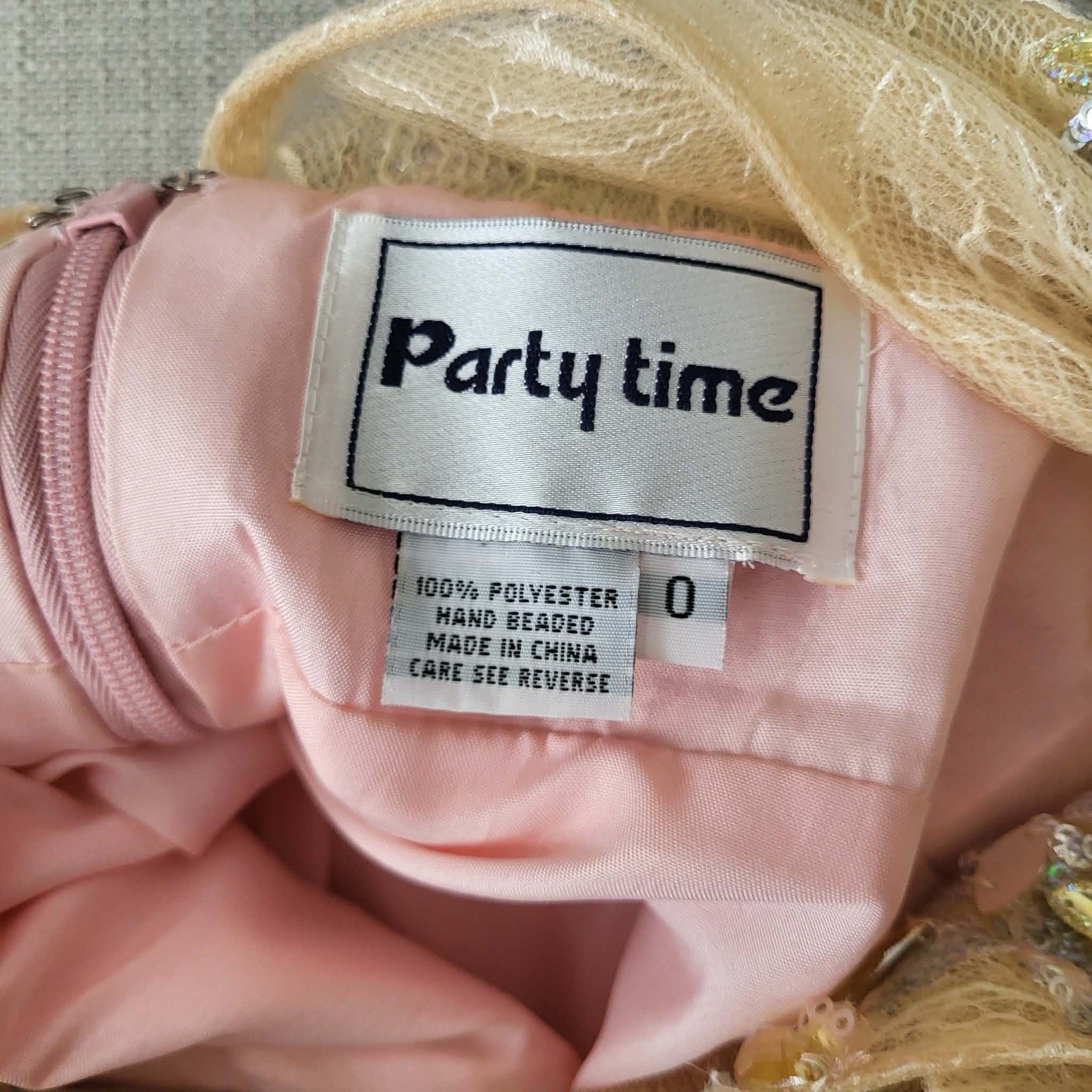 Party Time Formal Prom dress Plush Pink Beaded Bodice Size 0
