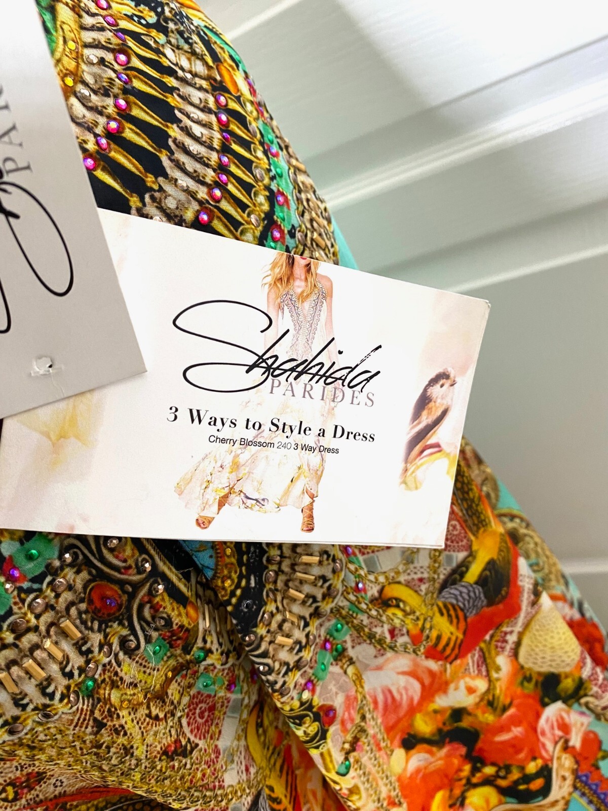 SHAHIDA PARIDES Rhinestone 3-Way Convertible Silk Maxi Hi-Lo Dress O/S S M L XL