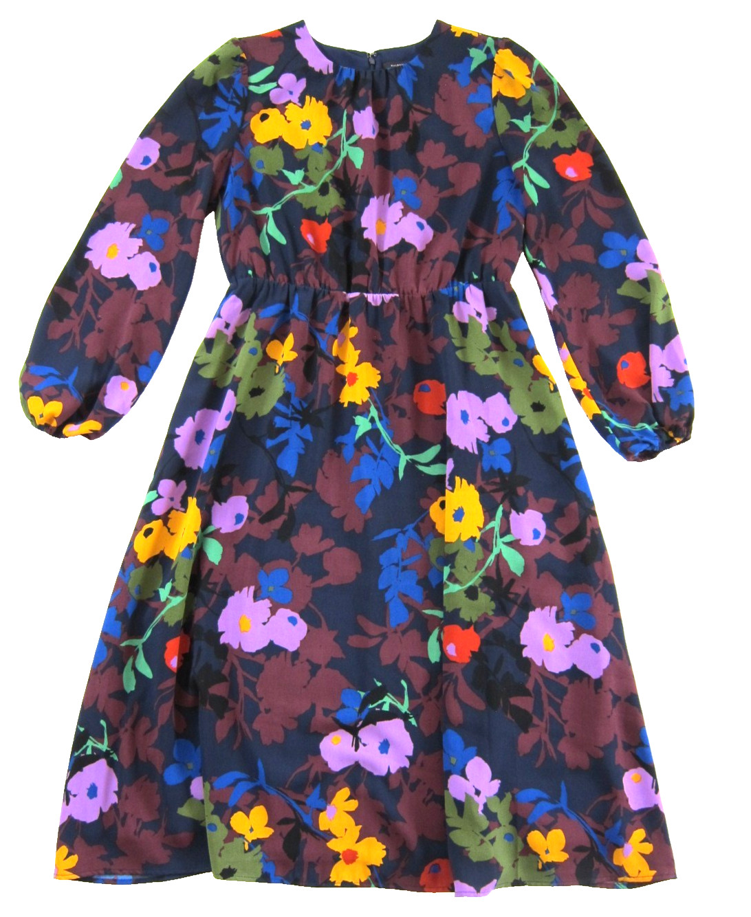 Halogen Blue Pink Green Yellow Red Floral Long Sleeve Sheath Midi Dress Medium