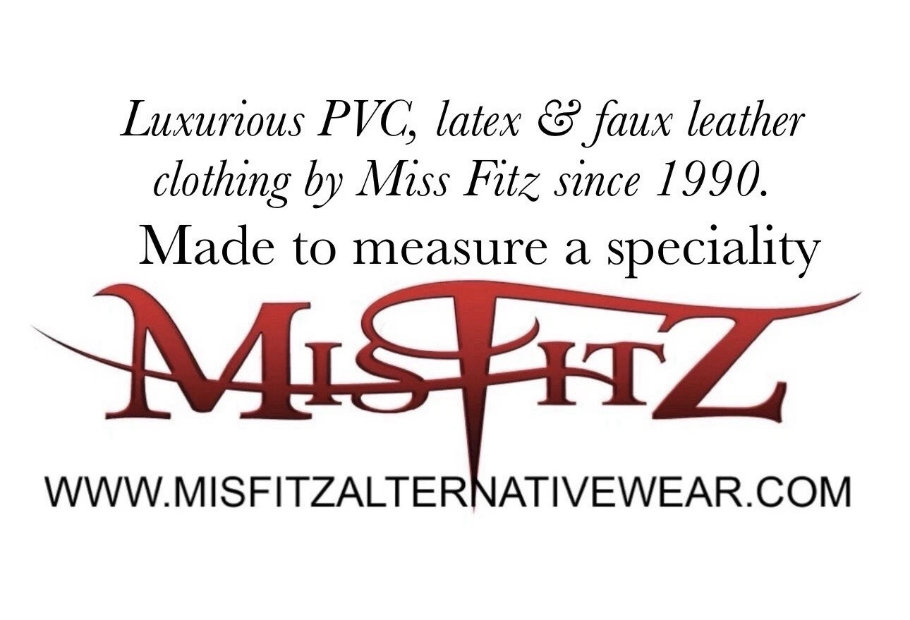 Misfitz black PVC padlock straitjacket skater dress + lead. SIZE 24. CD TV Goth