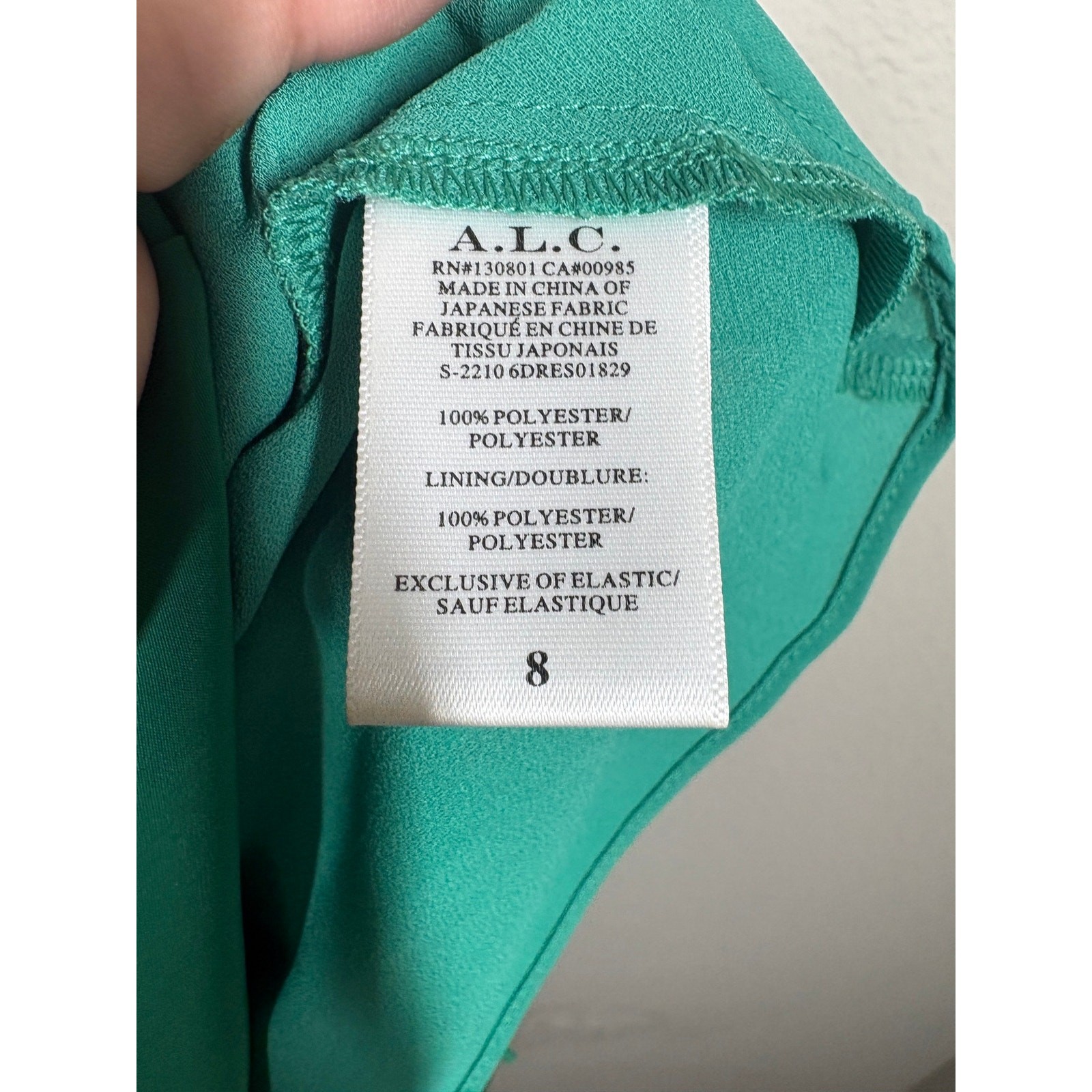 A.L.C. Size 8 Cody Smocked Shift Dress Green Halter Tiered Sleeveless Maximalist